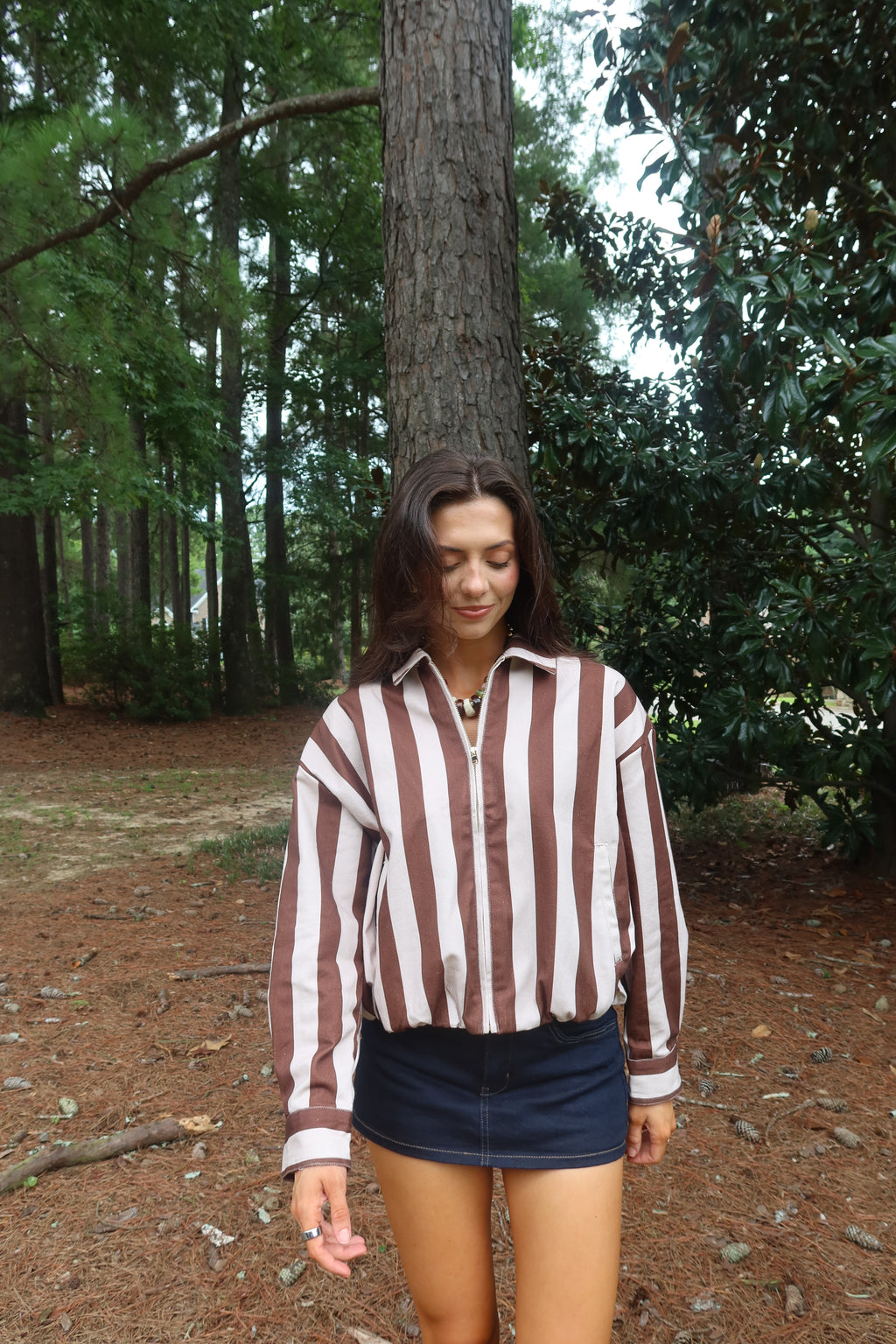 Cinnamon Oat Stripe Jacket- Brown/Oat