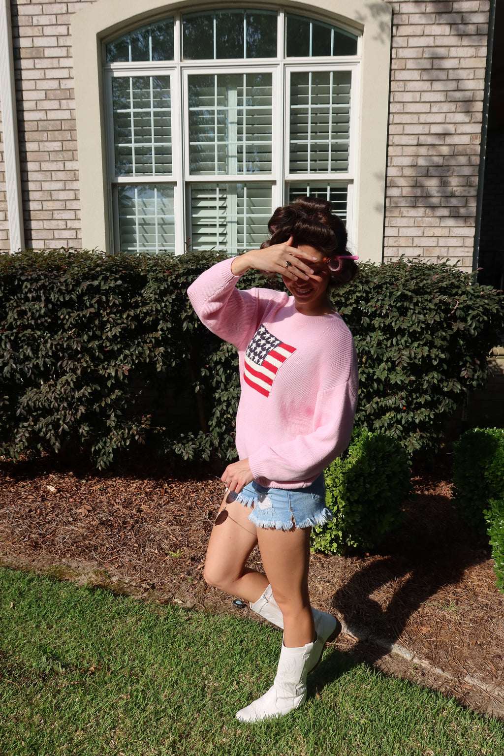 American Girl Flag Sweater- Pink