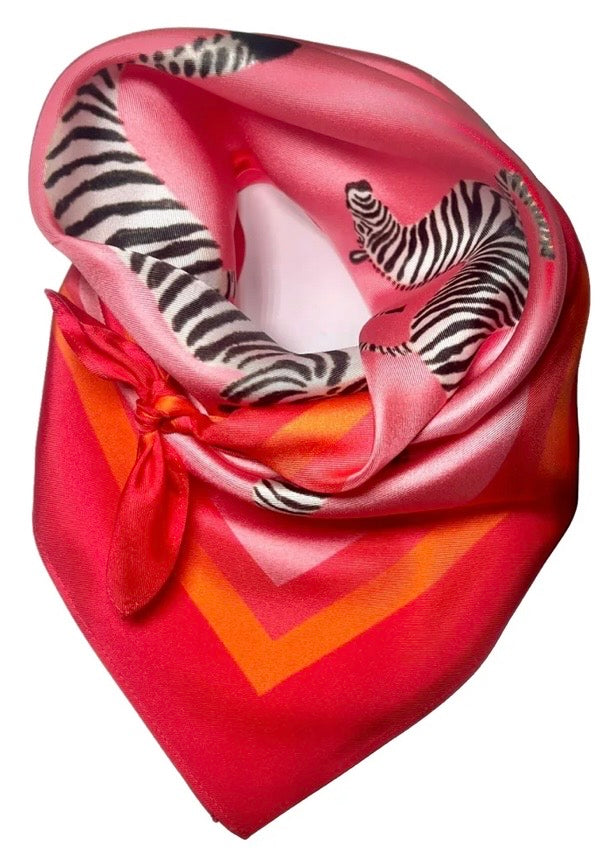 Dancing Zebra in the Rain Silk Scarf- 26x26