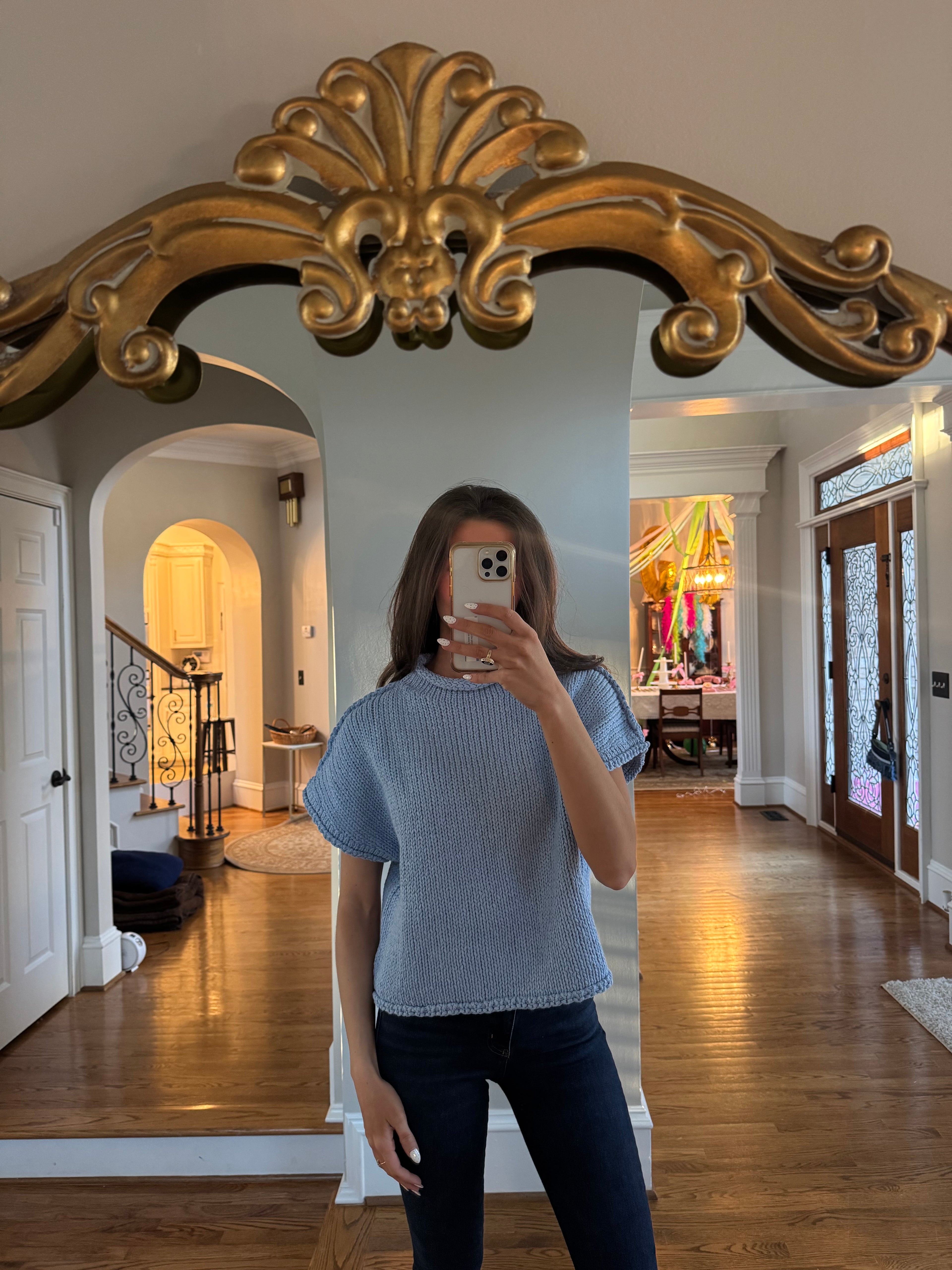 Mallory Chunky Knit Sweater- Sky Blue
