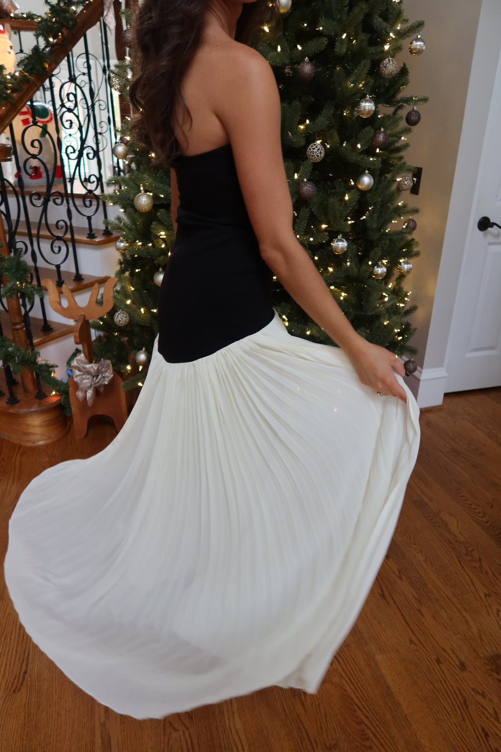 Serena Drop Waist Maxi Dress- Black/Cream