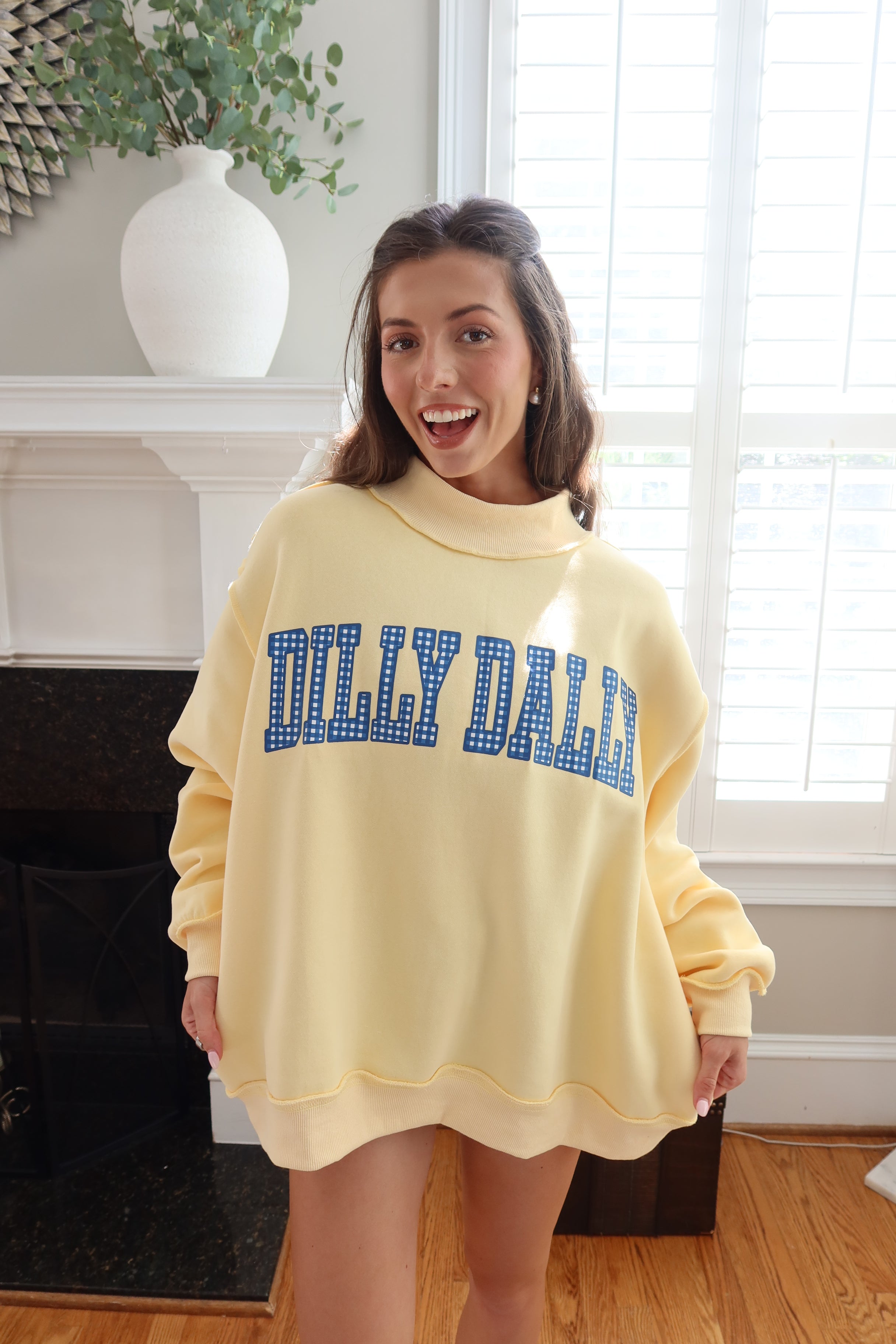Dilly Dally/Lolly Gag Reversible Sweatshirt- Butter Yellow