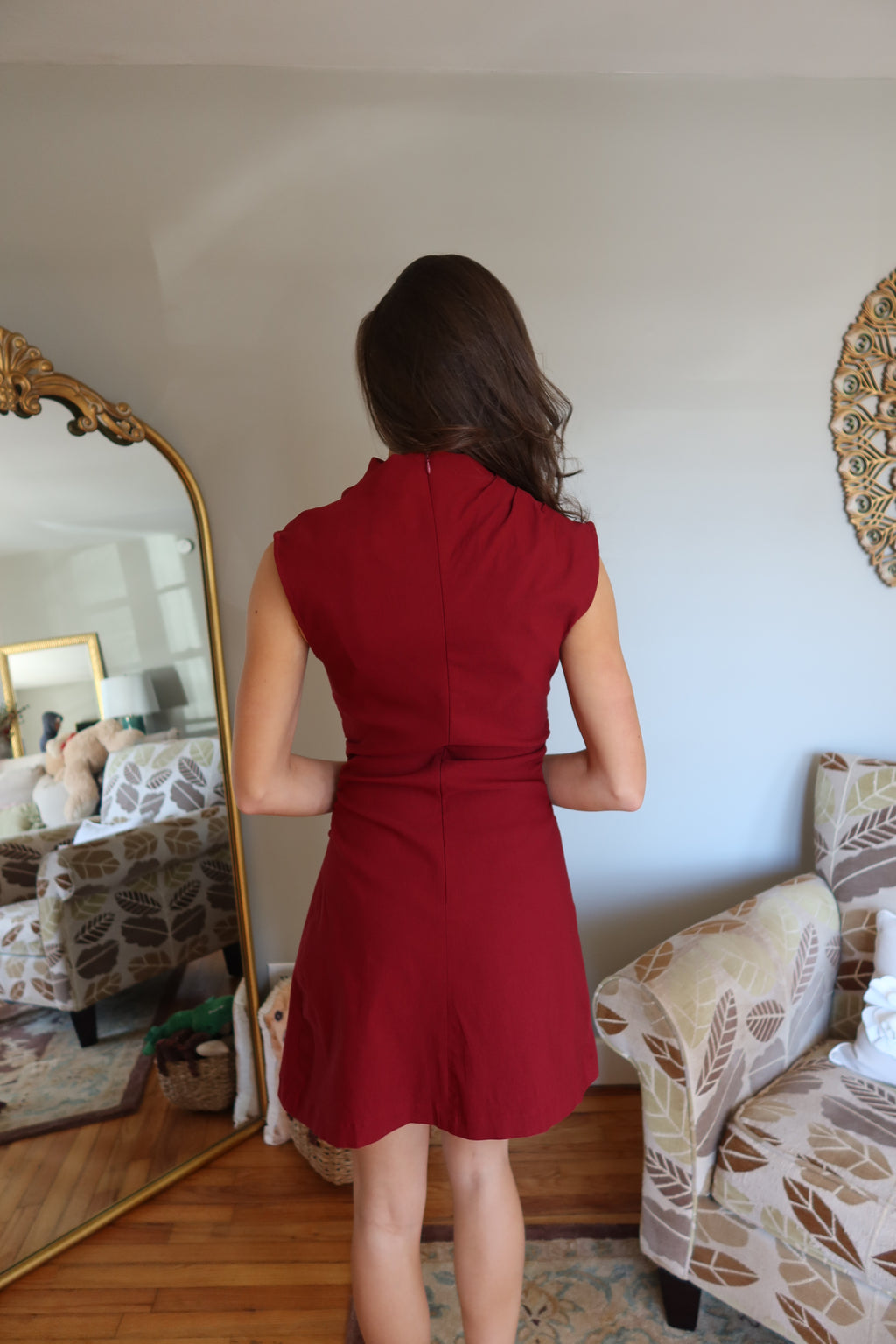 Merry Mockneck Mini Dress- Burgundy