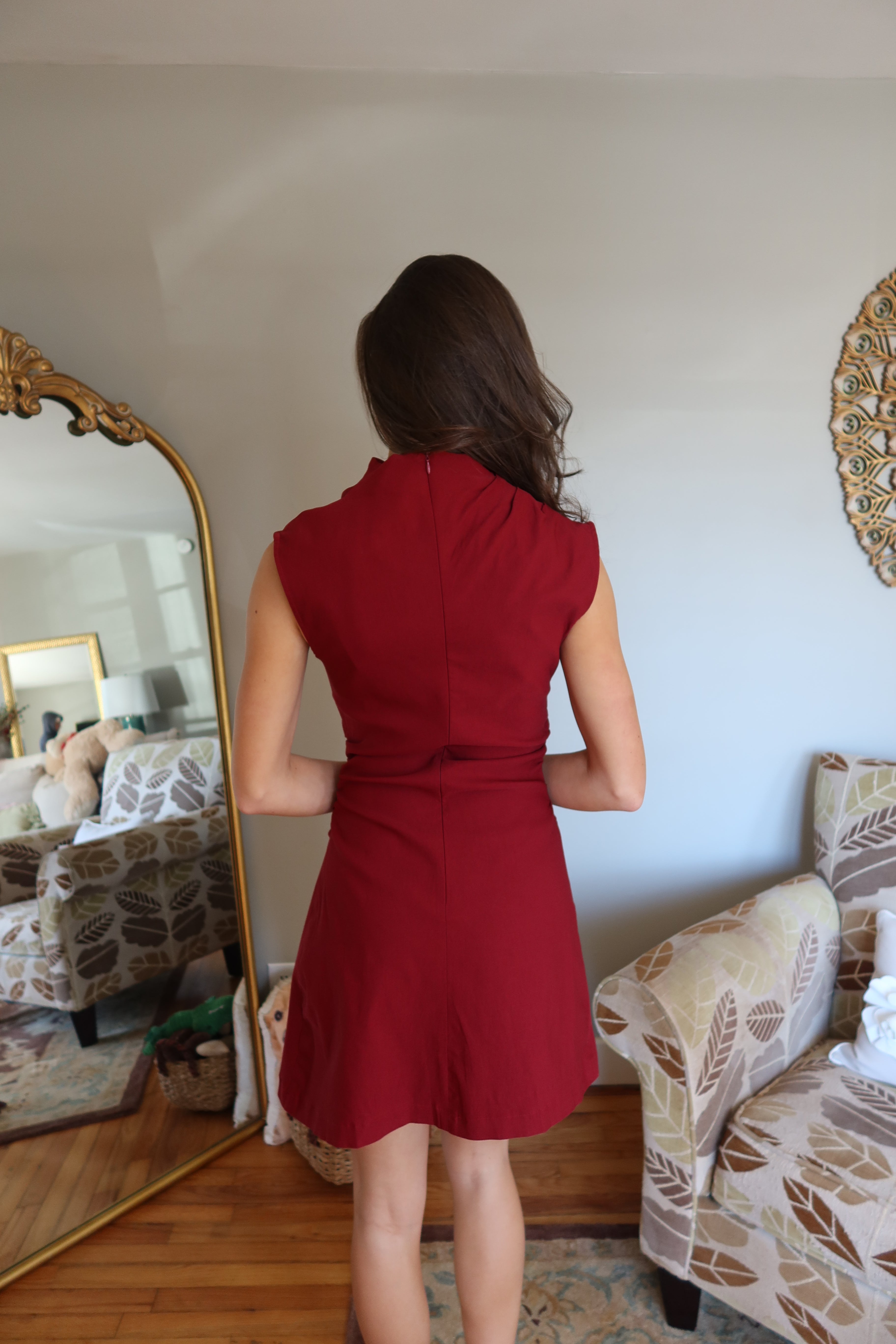Merry Mockneck Mini Dress- Burgundy