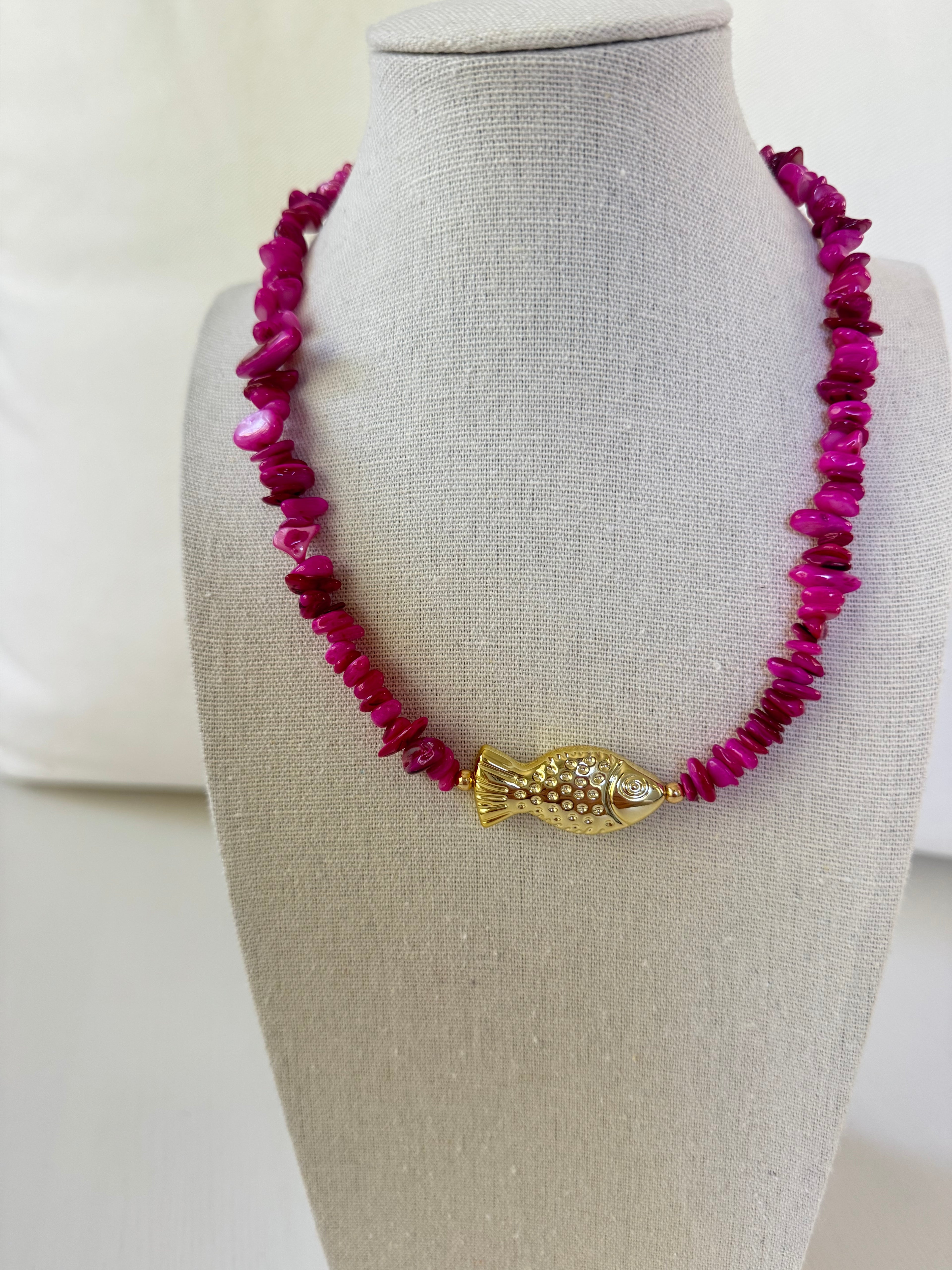Fuchsia Fish Necklace
