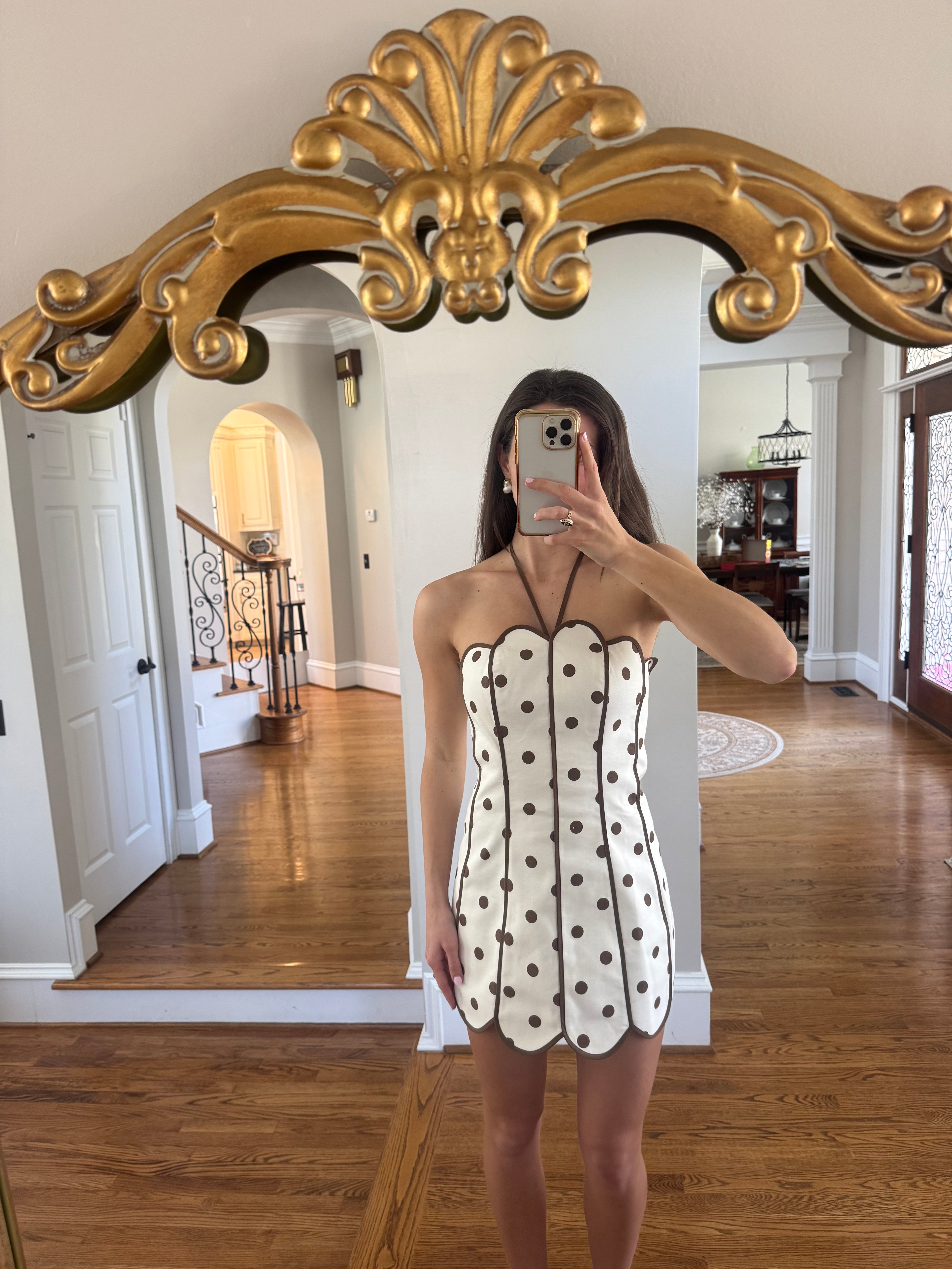 Scottsdale Dot Mini Dress- Cream/Brown