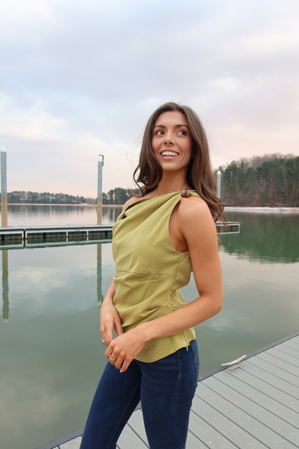 Meadow Twisted Bead Top- Chartreuse
