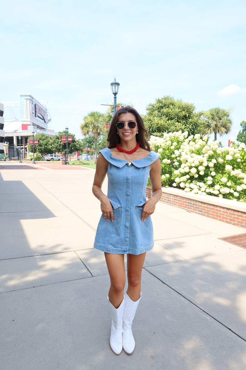 Bleacher Babe Denim Mini Dress- Denim