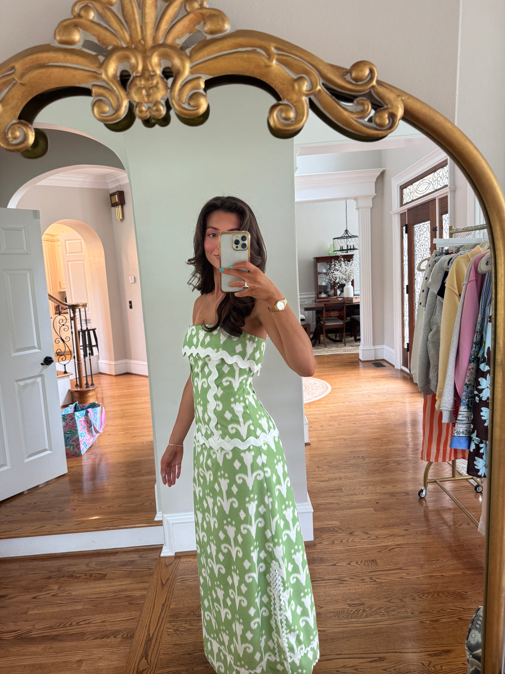 Palm Royale Maxi Dress- Green/White
