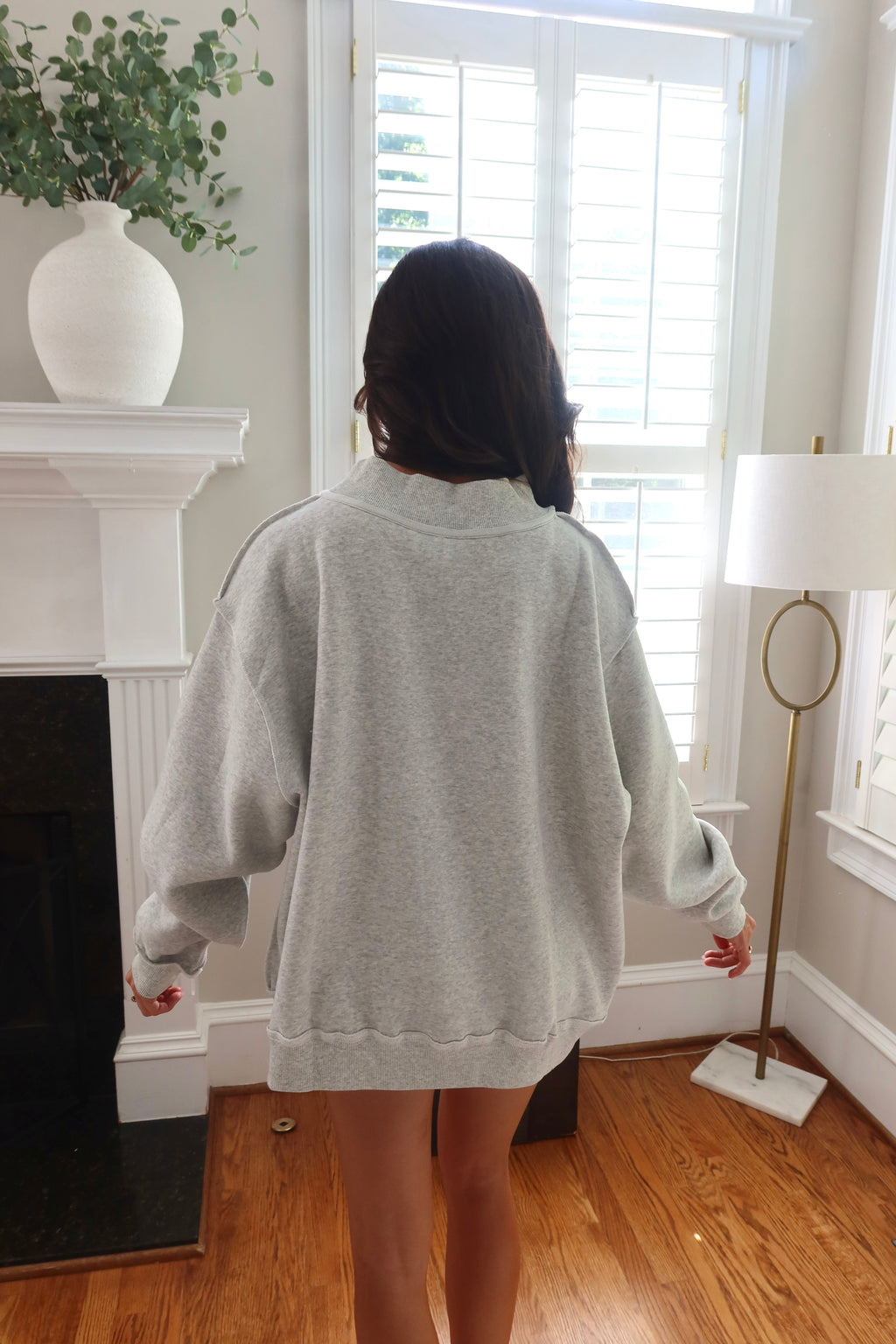 WWJD Embroidered Sweatshirt- Heather Grey/Blue Stripe