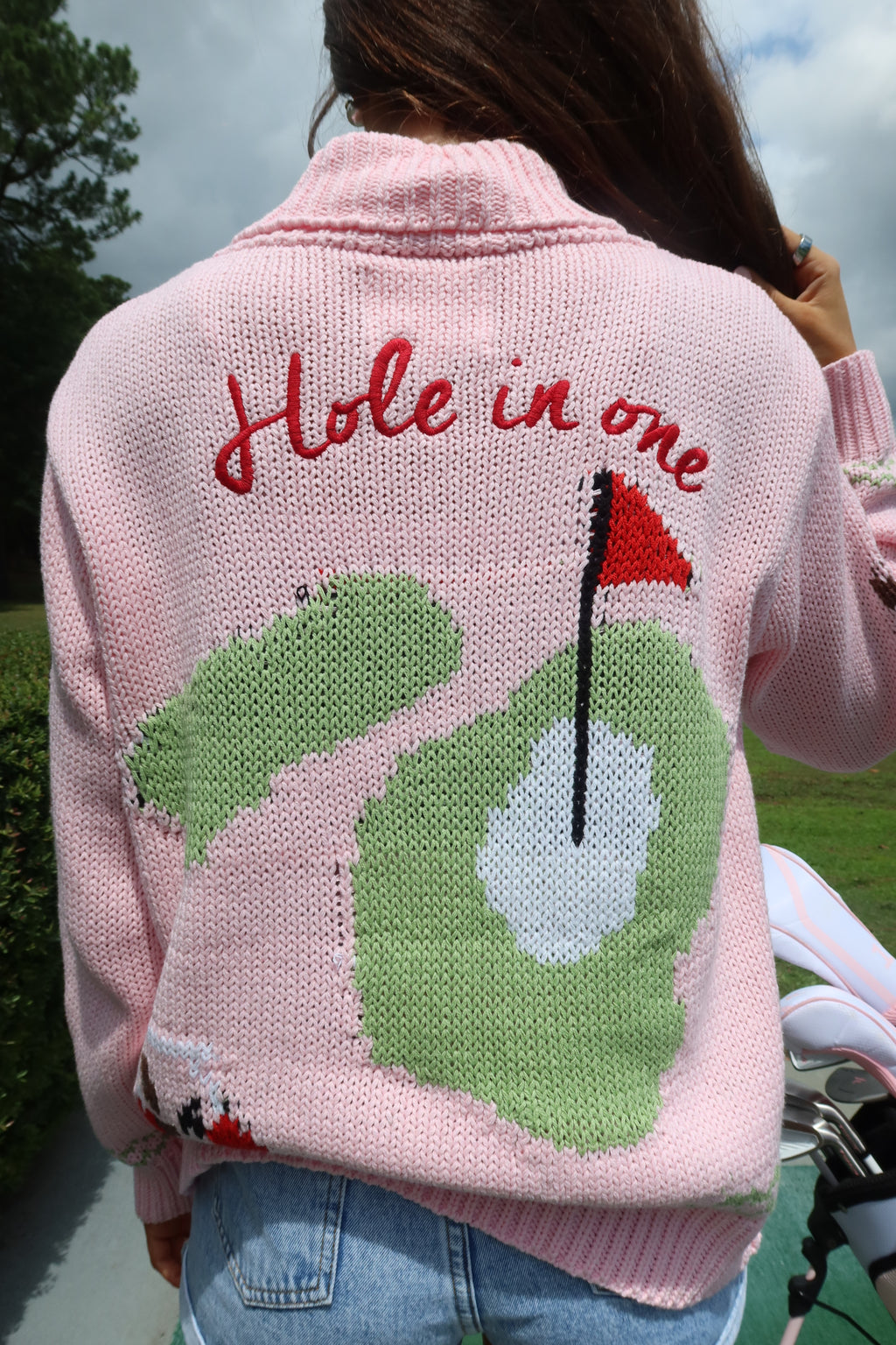 Hole in One Cardigan- Pink