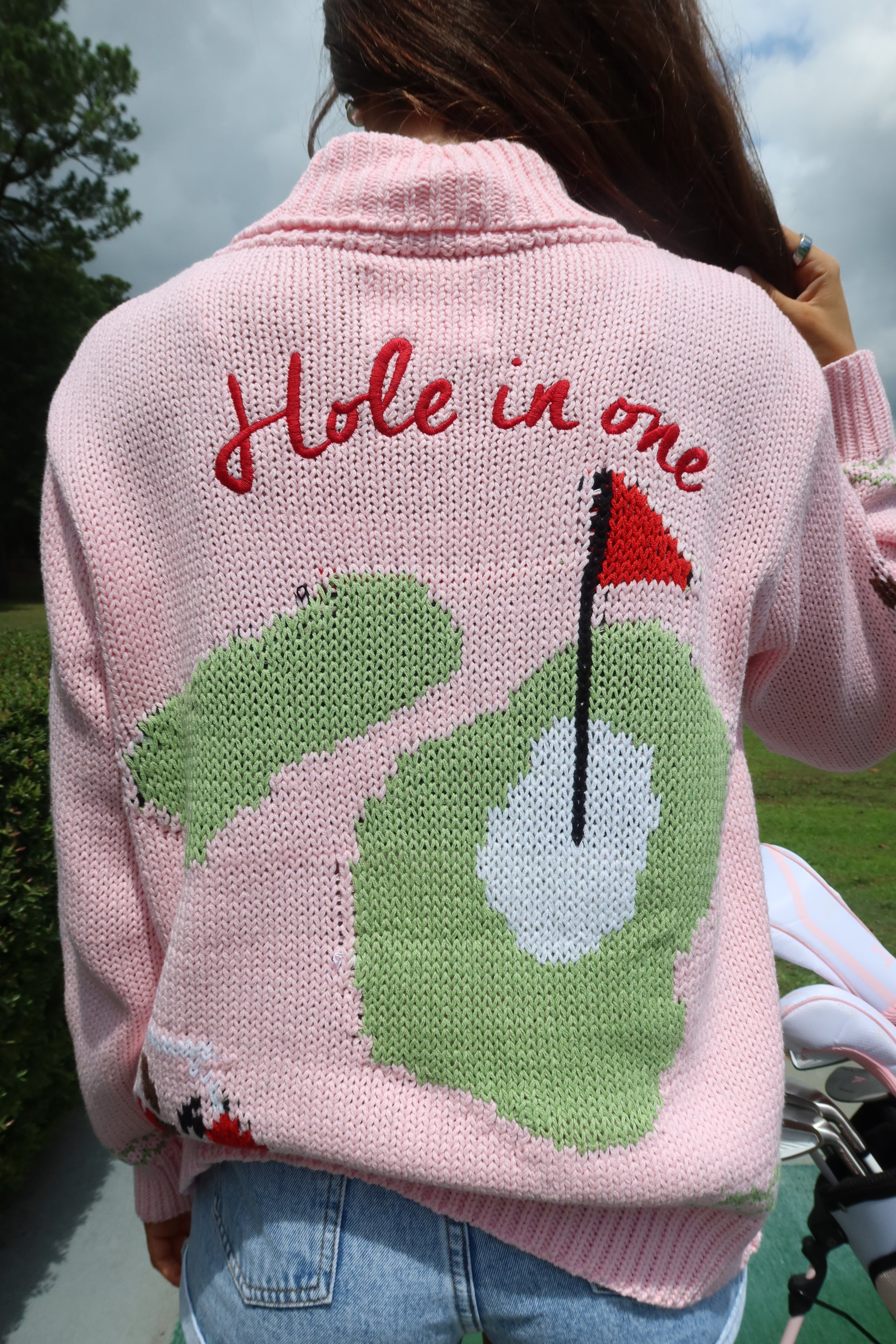 Hole in One Cardigan- Pink