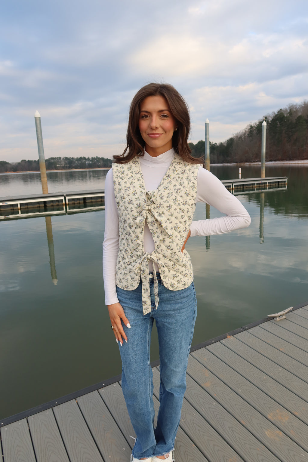 Delilah Quilted Vest- Cream