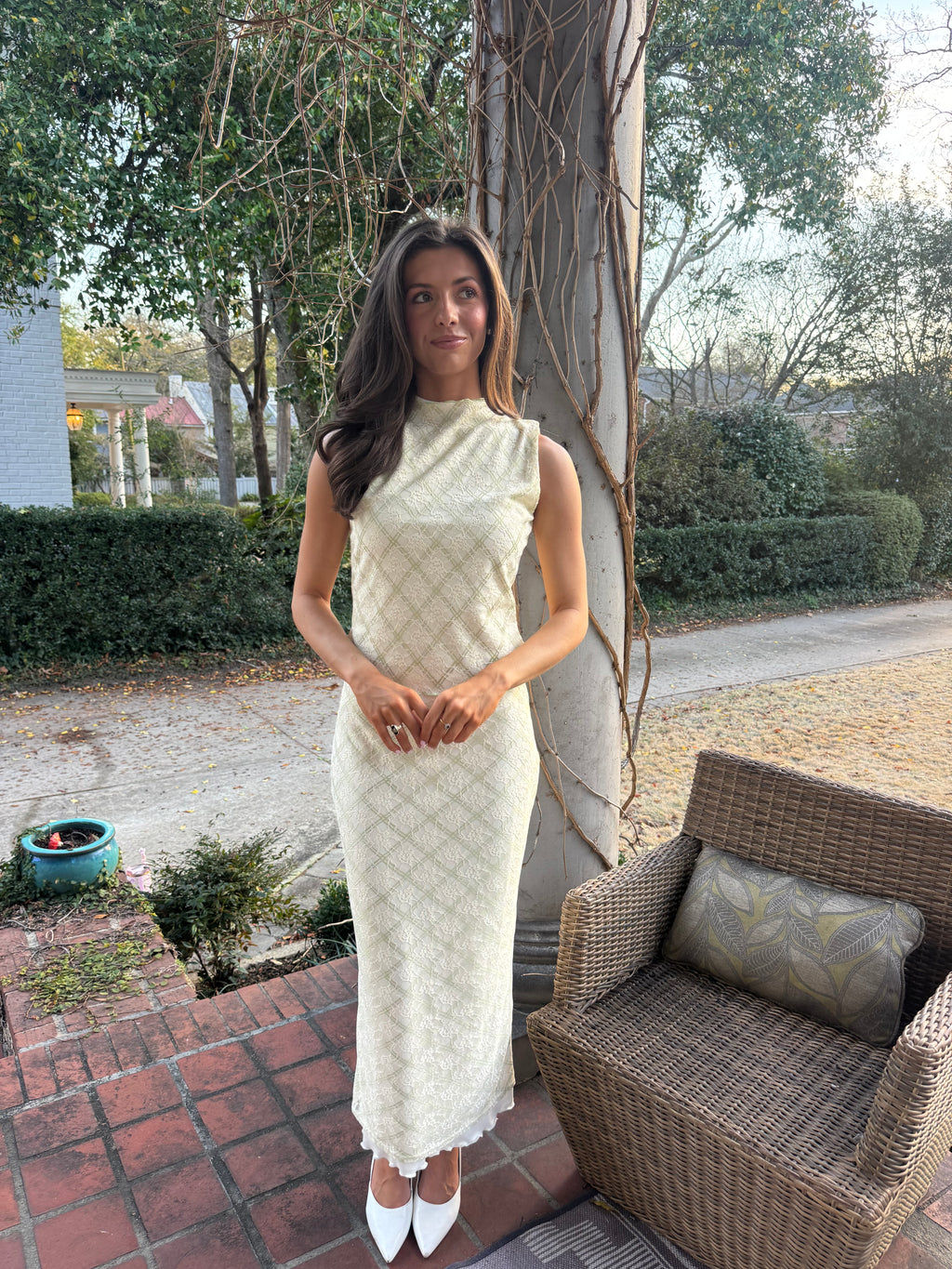 Picnic at the Manor Set Top- Cream/Green