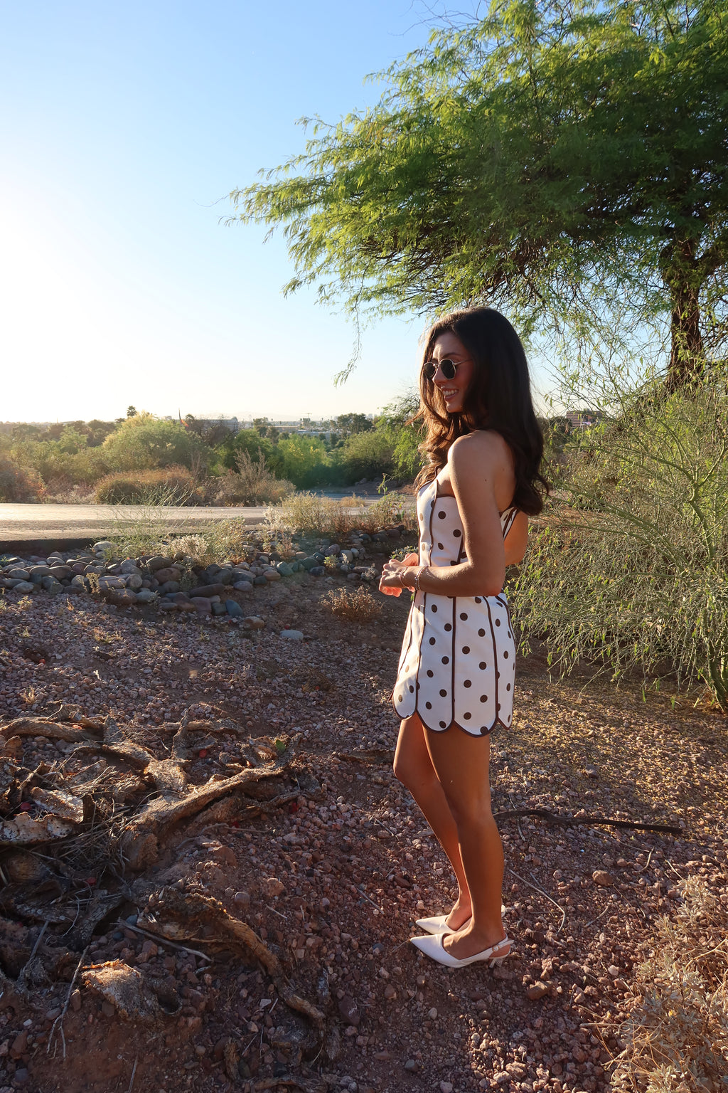 Scottsdale Dot Mini Dress- Cream/Brown
