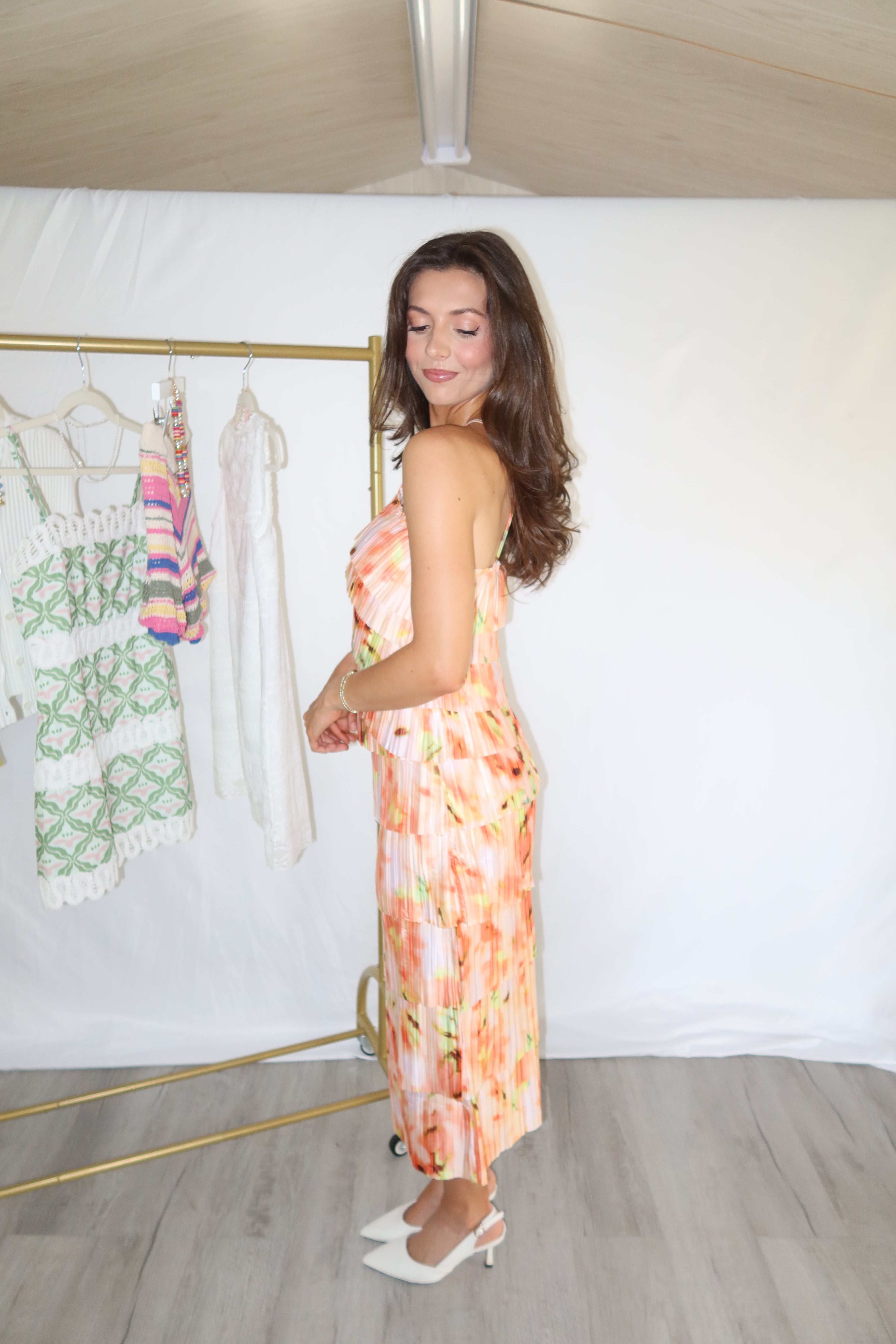 Riviera Citrus Halter Top- Orange Multi