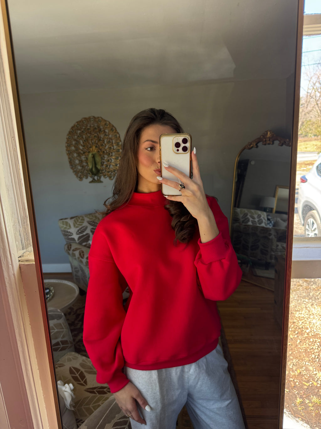 Holly Mockneck Sweater- Red