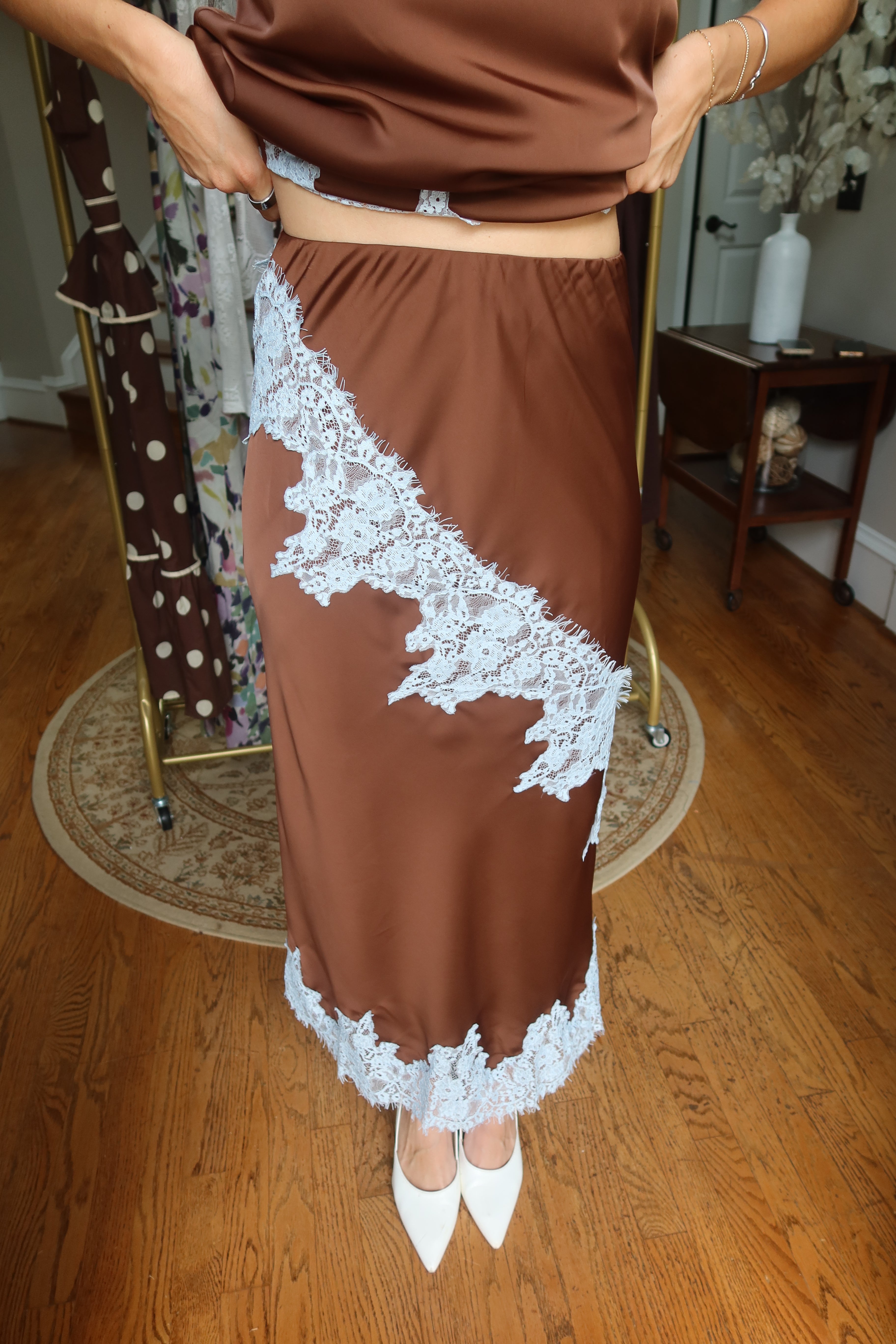 Chocolate Lace Set- Chocolate/Blue