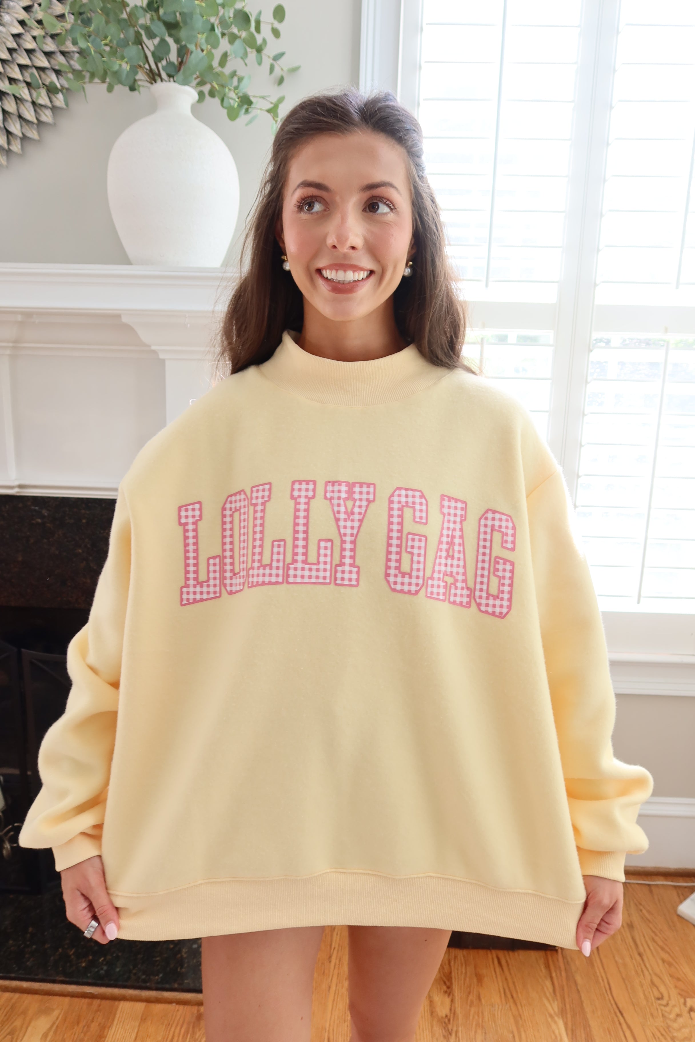 Dilly Dally/Lolly Gag Reversible Sweatshirt- Butter Yellow