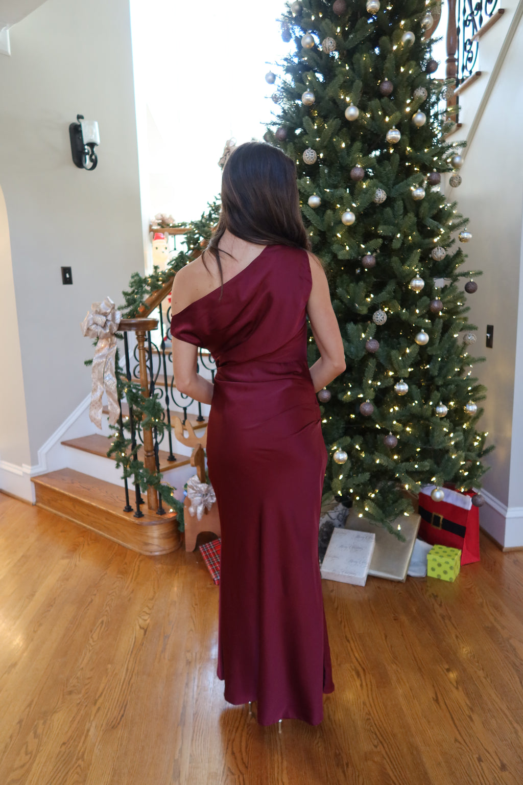 Selena One Shoulder Maxi Dress- Wine