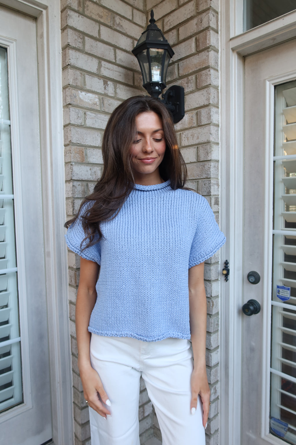 Mallory Chunky Knit Sweater- Sky Blue