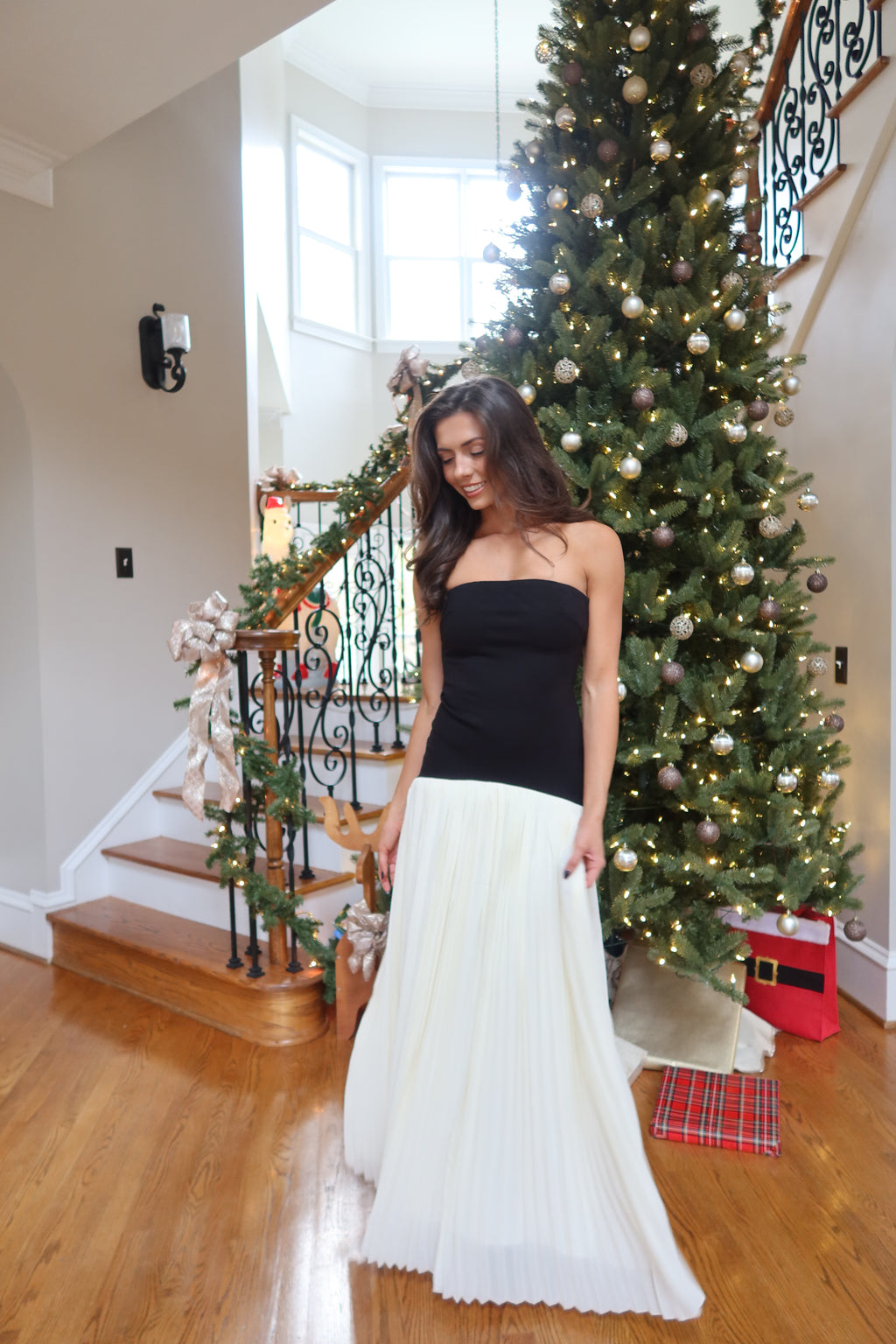 Serena Drop Waist Maxi Dress- Black/Cream