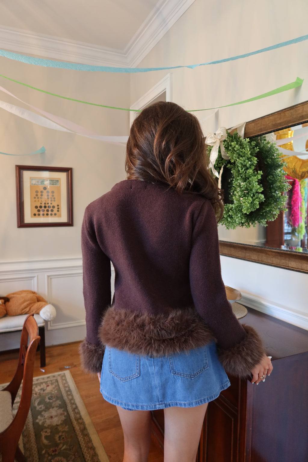 Manhattan Fur Cardigan- Brown