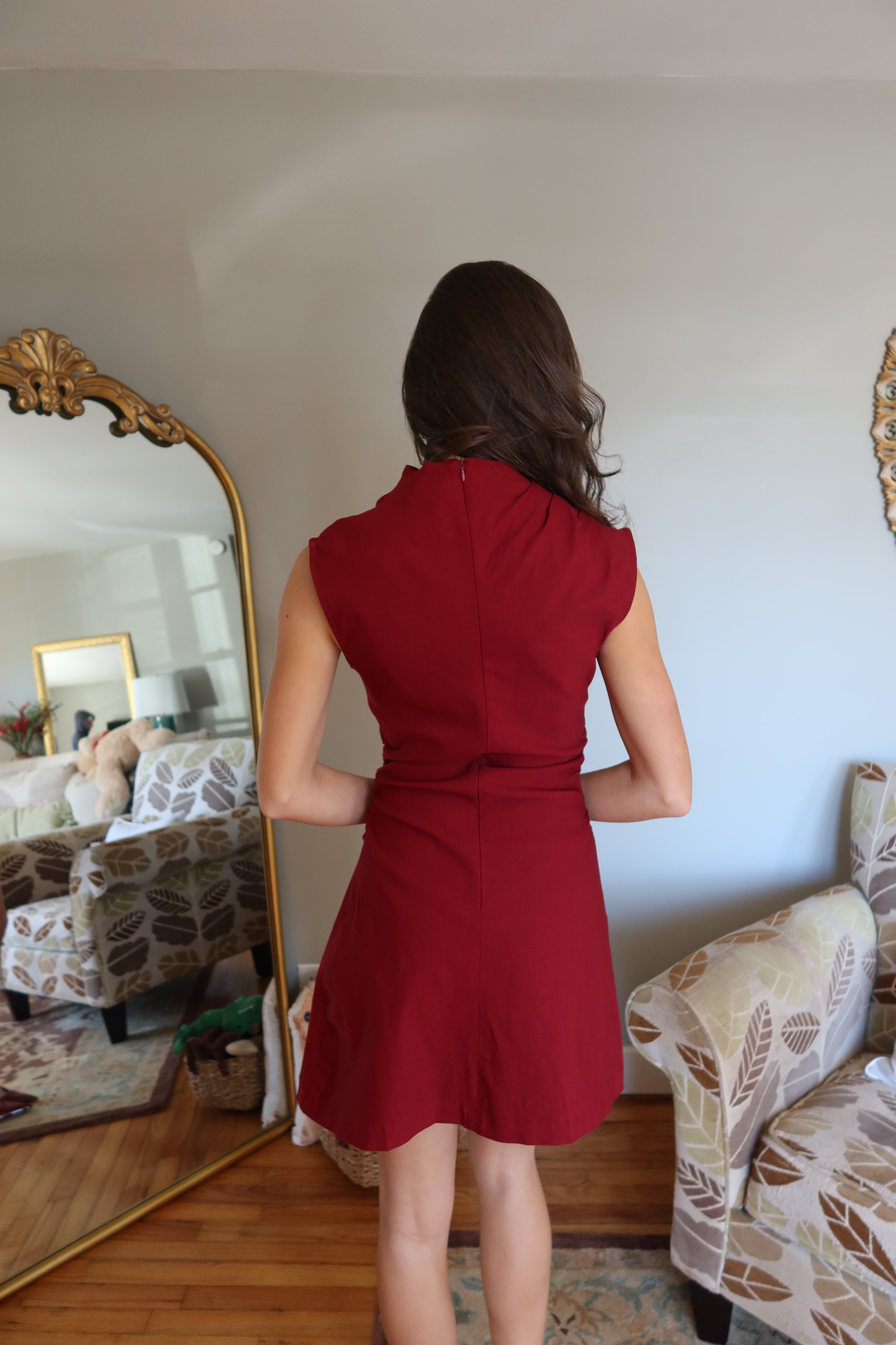 Merry Mockneck Mini Dress- Burgundy