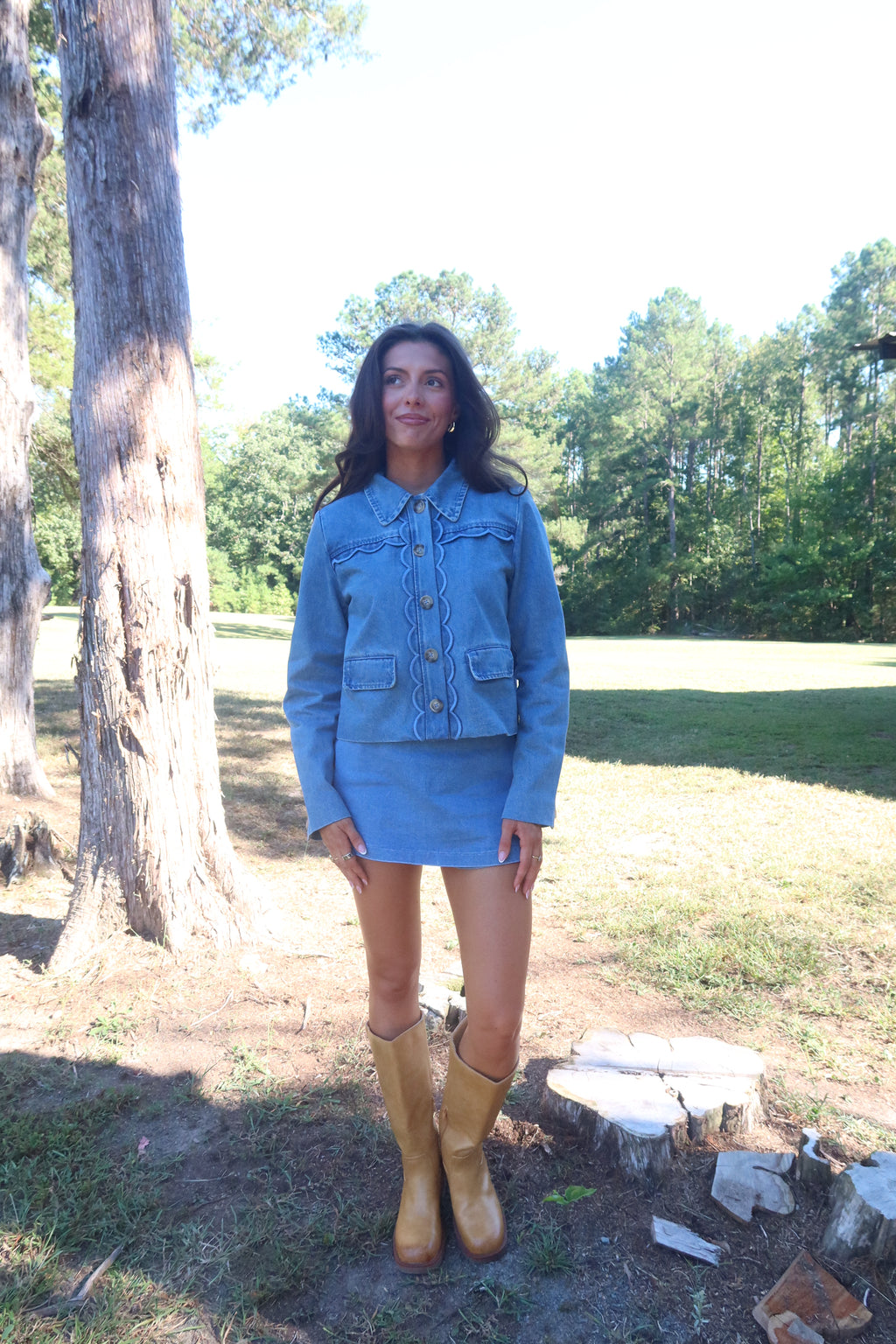 Dakota Scallop Denim Jacket- Denim