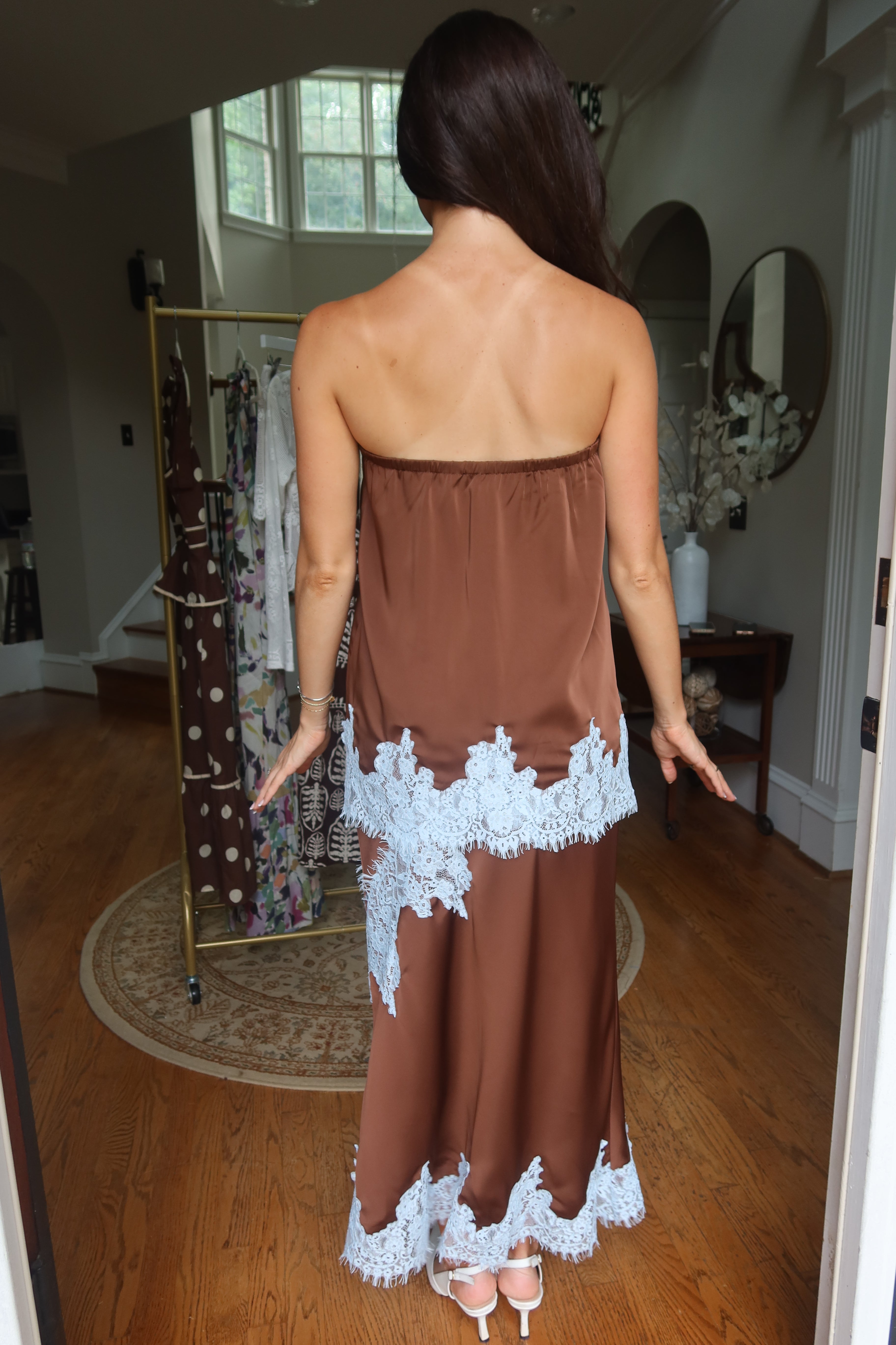 Chocolate Lace Set- Chocolate/Blue