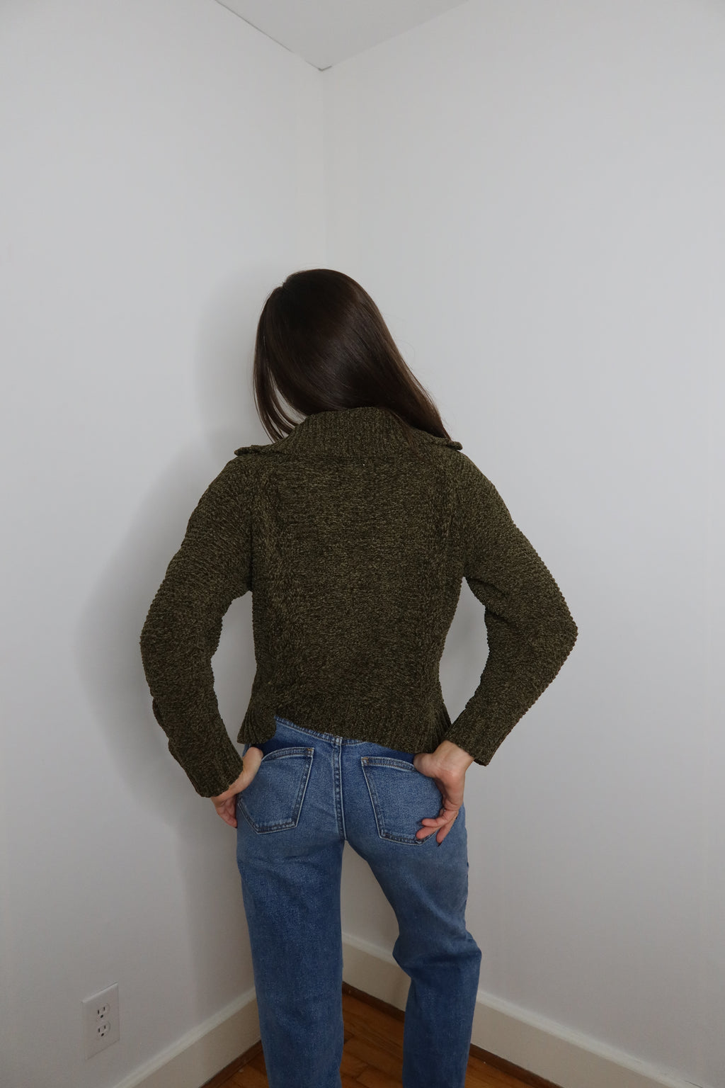 Janie Collar Cardigan- Olive