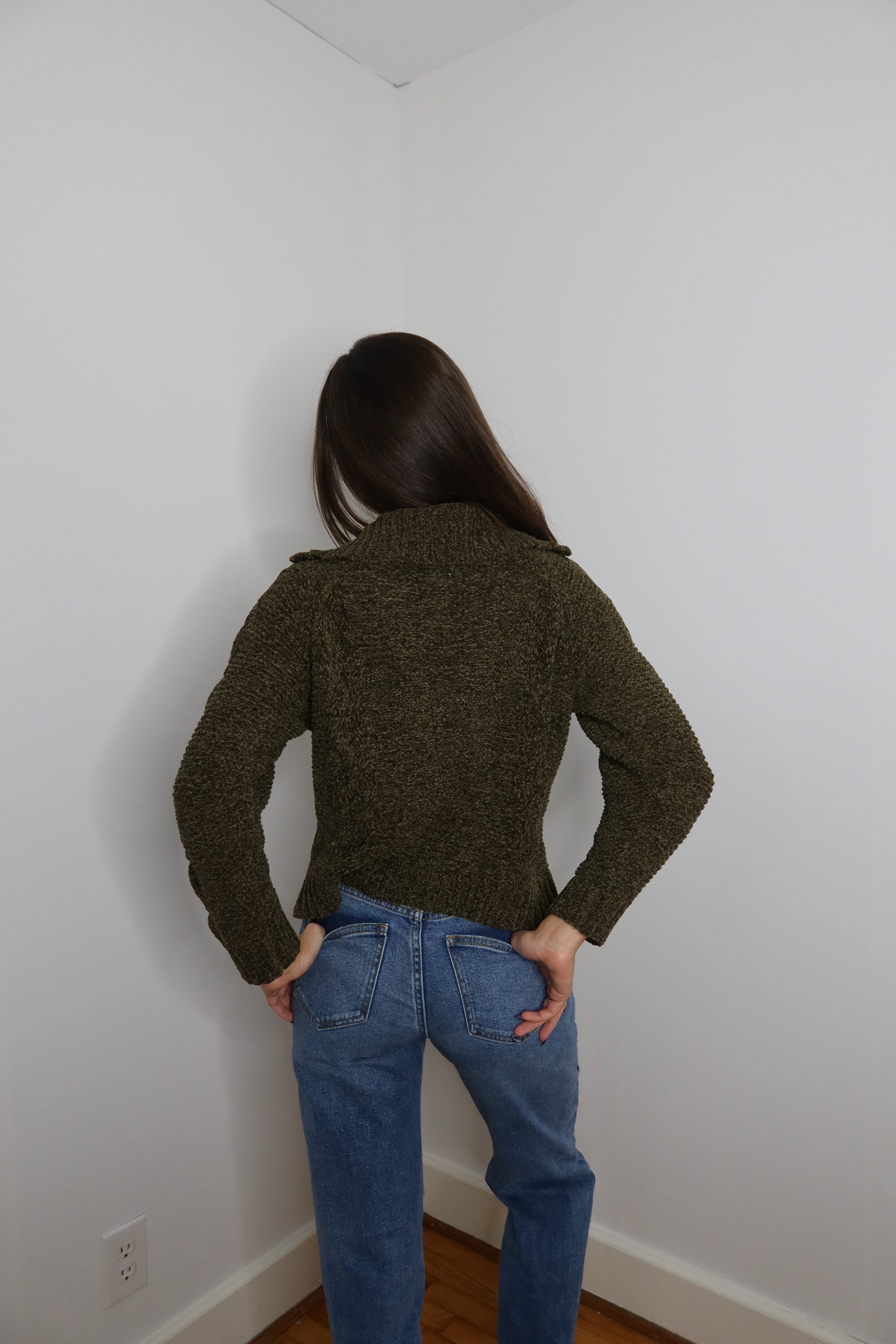 Janie Collar Cardigan- Olive