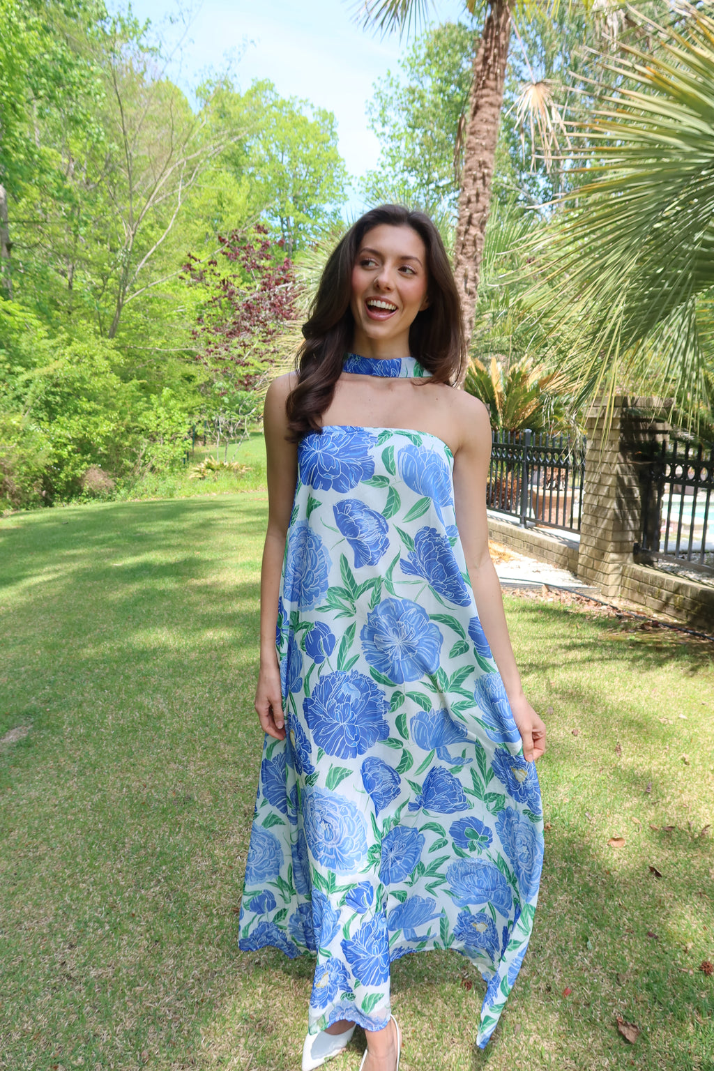 Cape Cod Scarf Maxi Dress- Blue