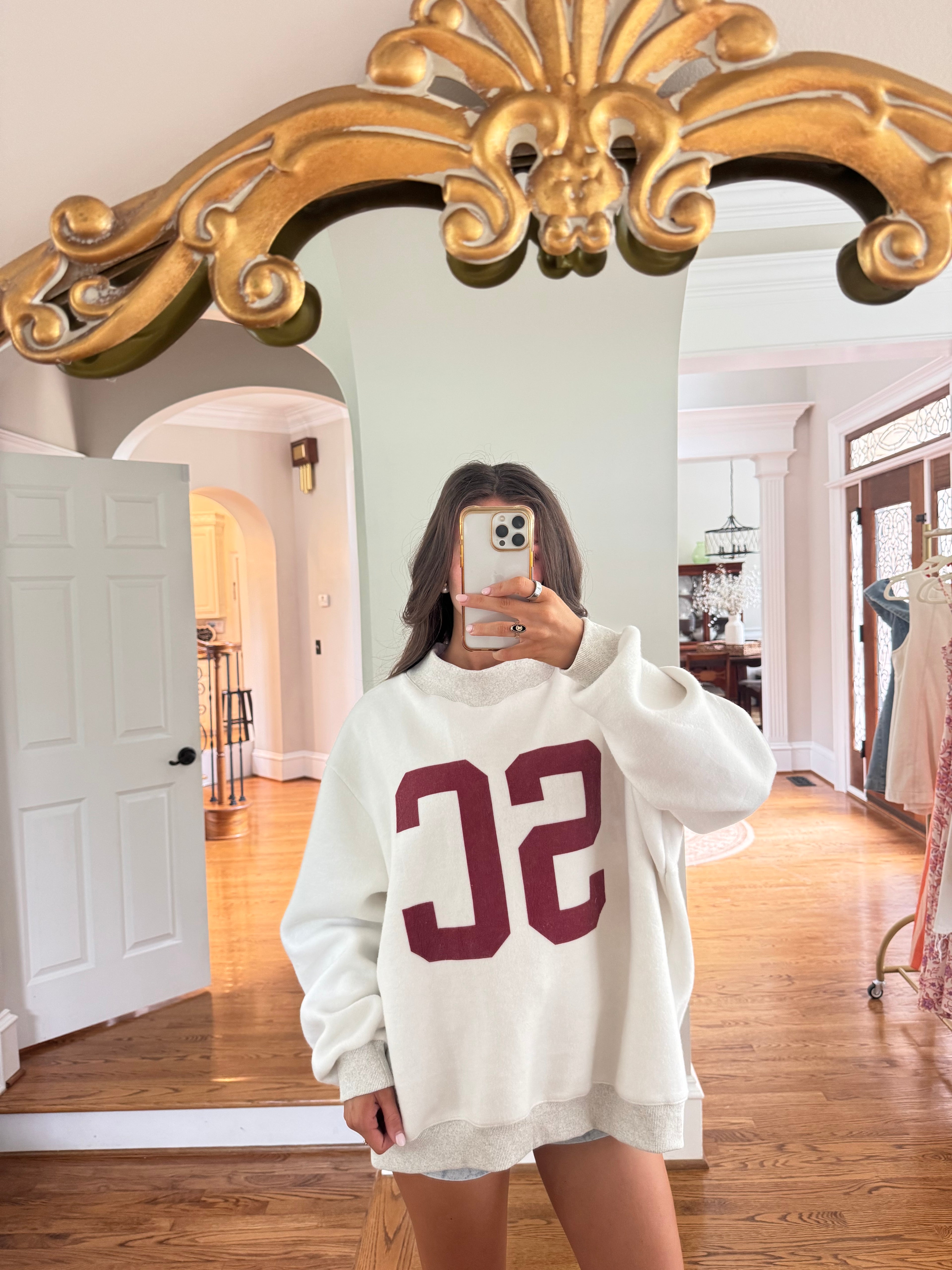 South Carolina/SC Reversible Sweatshirt- Ash Grey