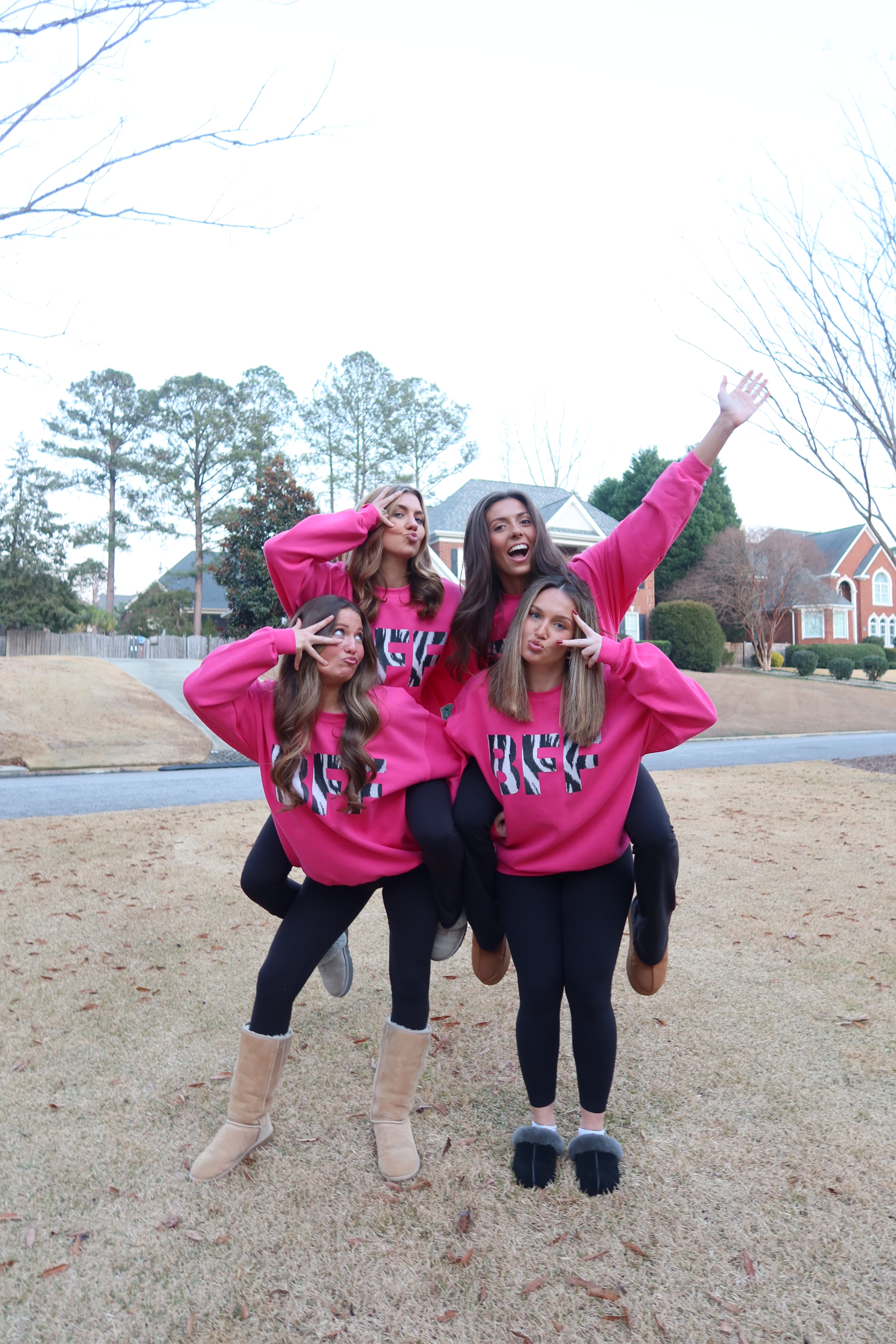 Zebra BFF Sweatshirt- Hot Pink