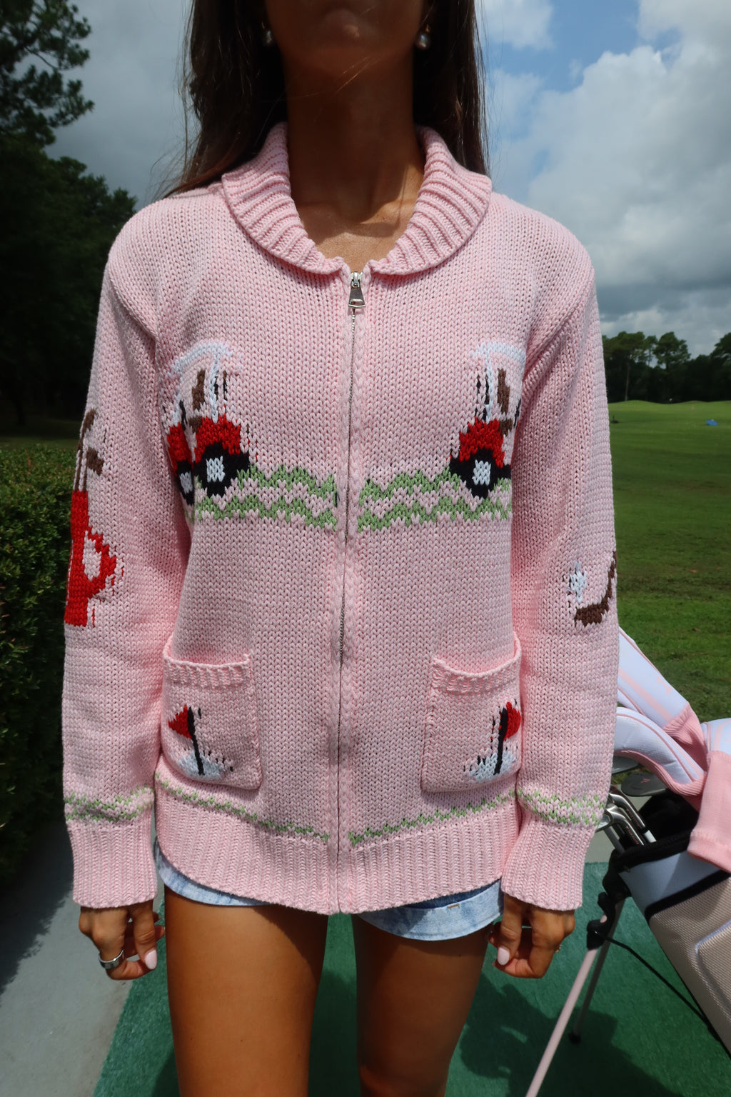Hole in One Cardigan- Pink