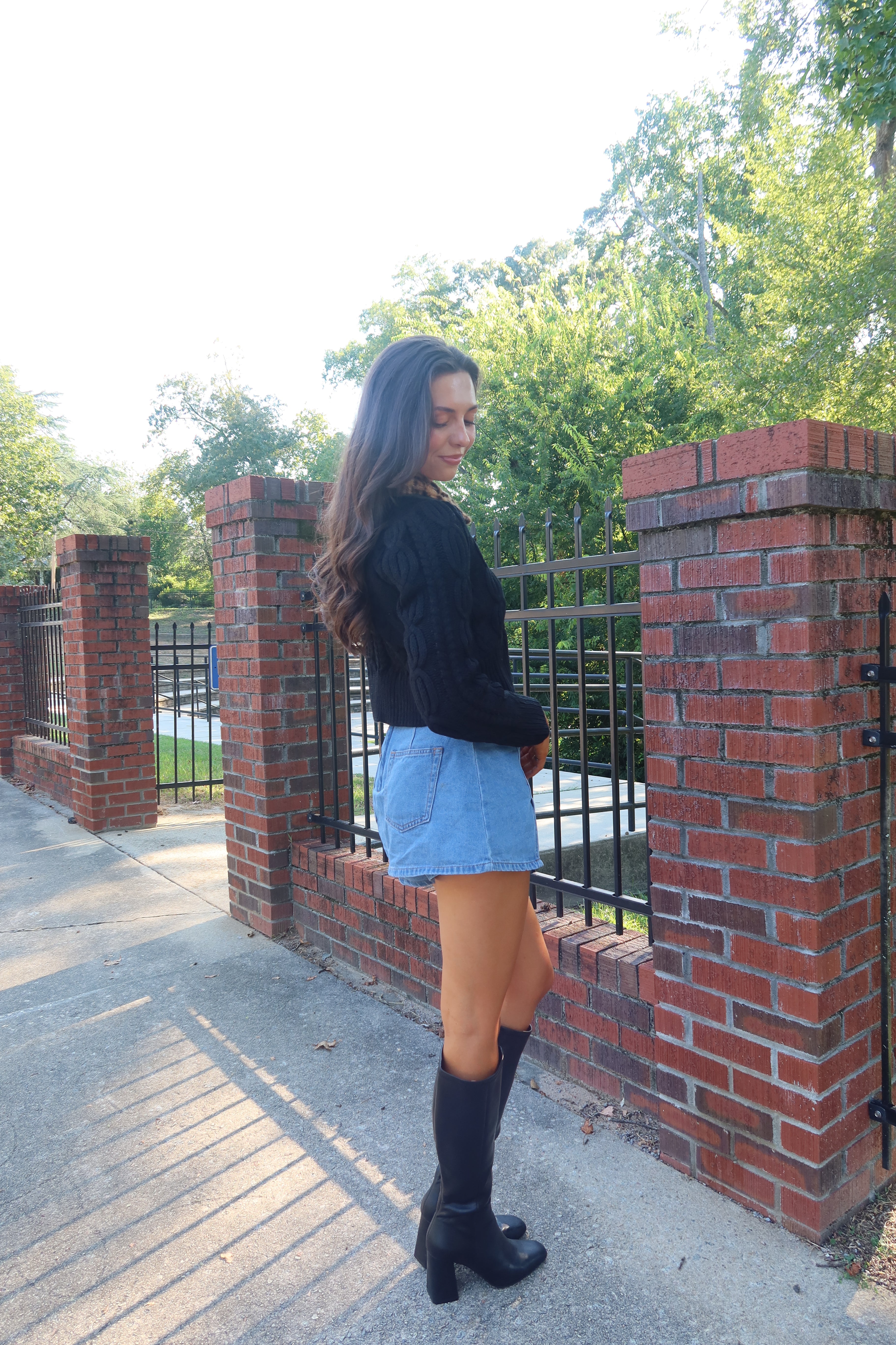 Leopard Fur Collar Cardigan- Black/Leopard