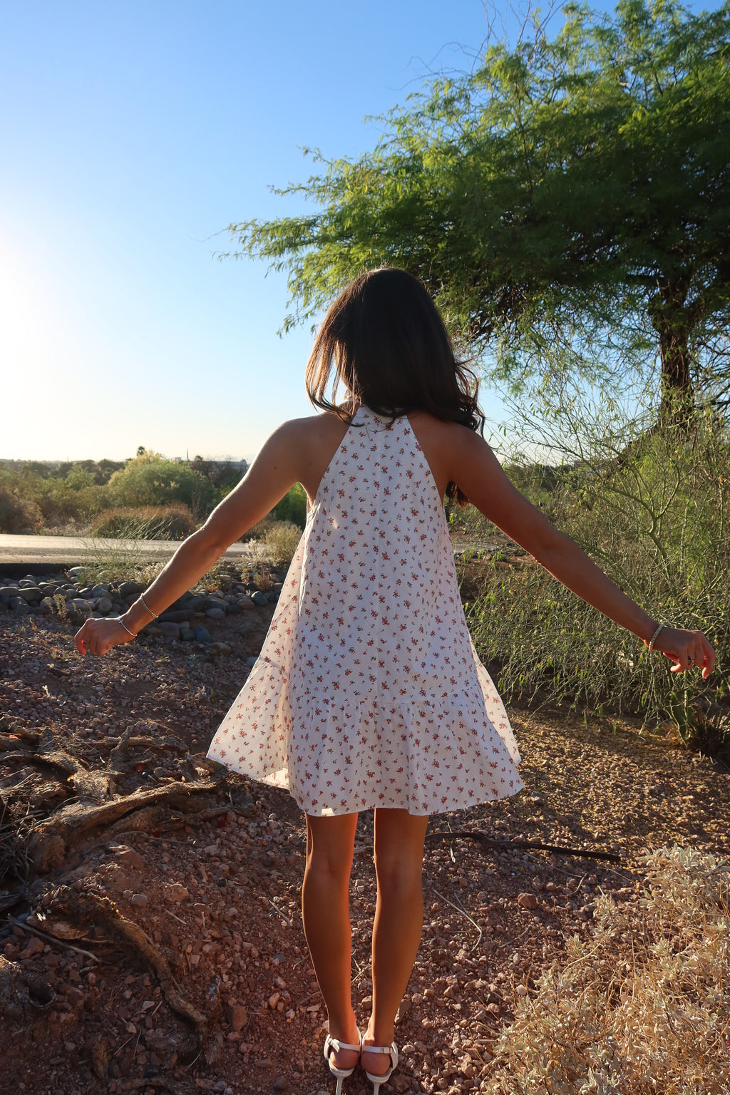 Pink Prairie Floral Dress- Off White/Pink