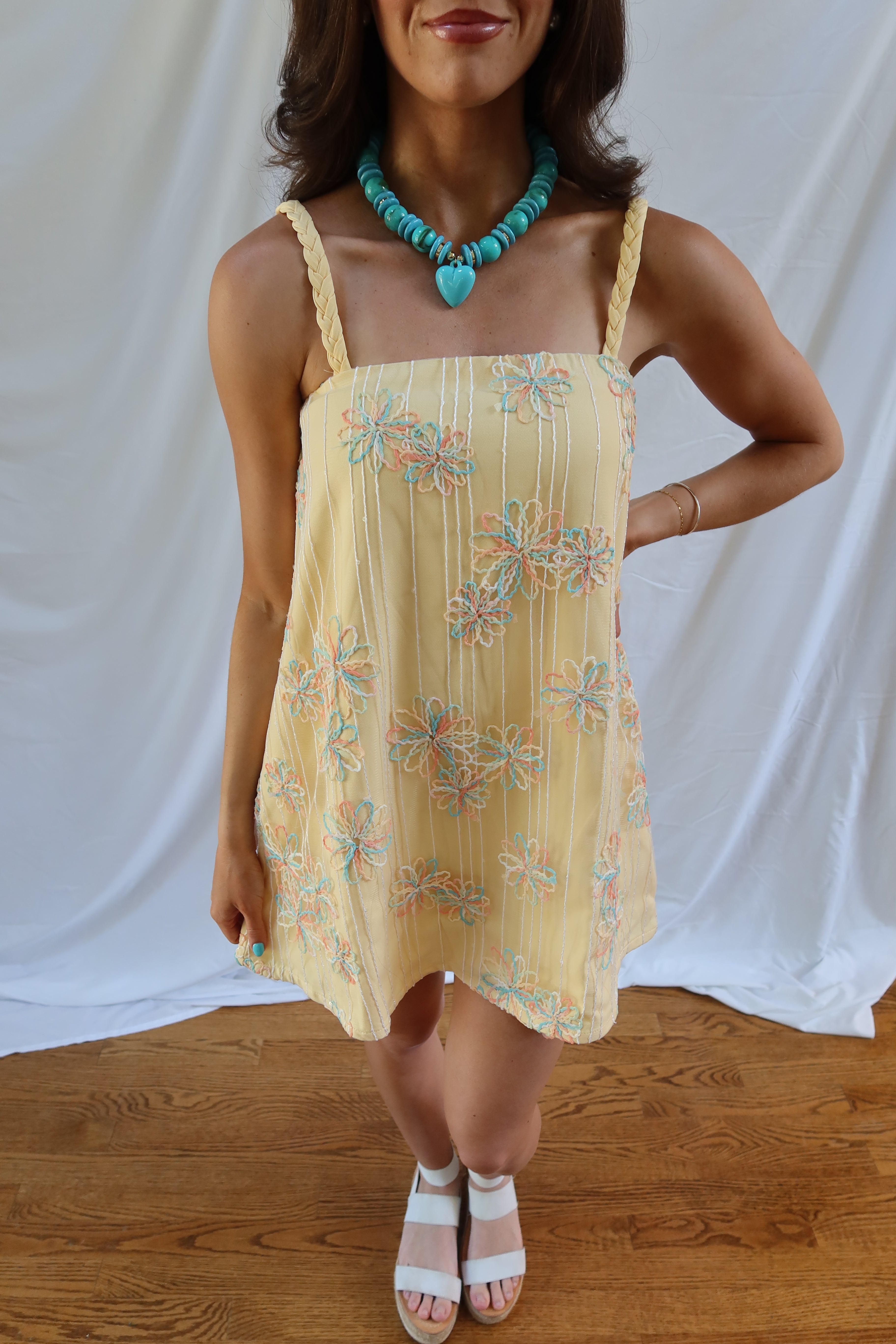 Main Squeeze Mini Dress- Light Yellow