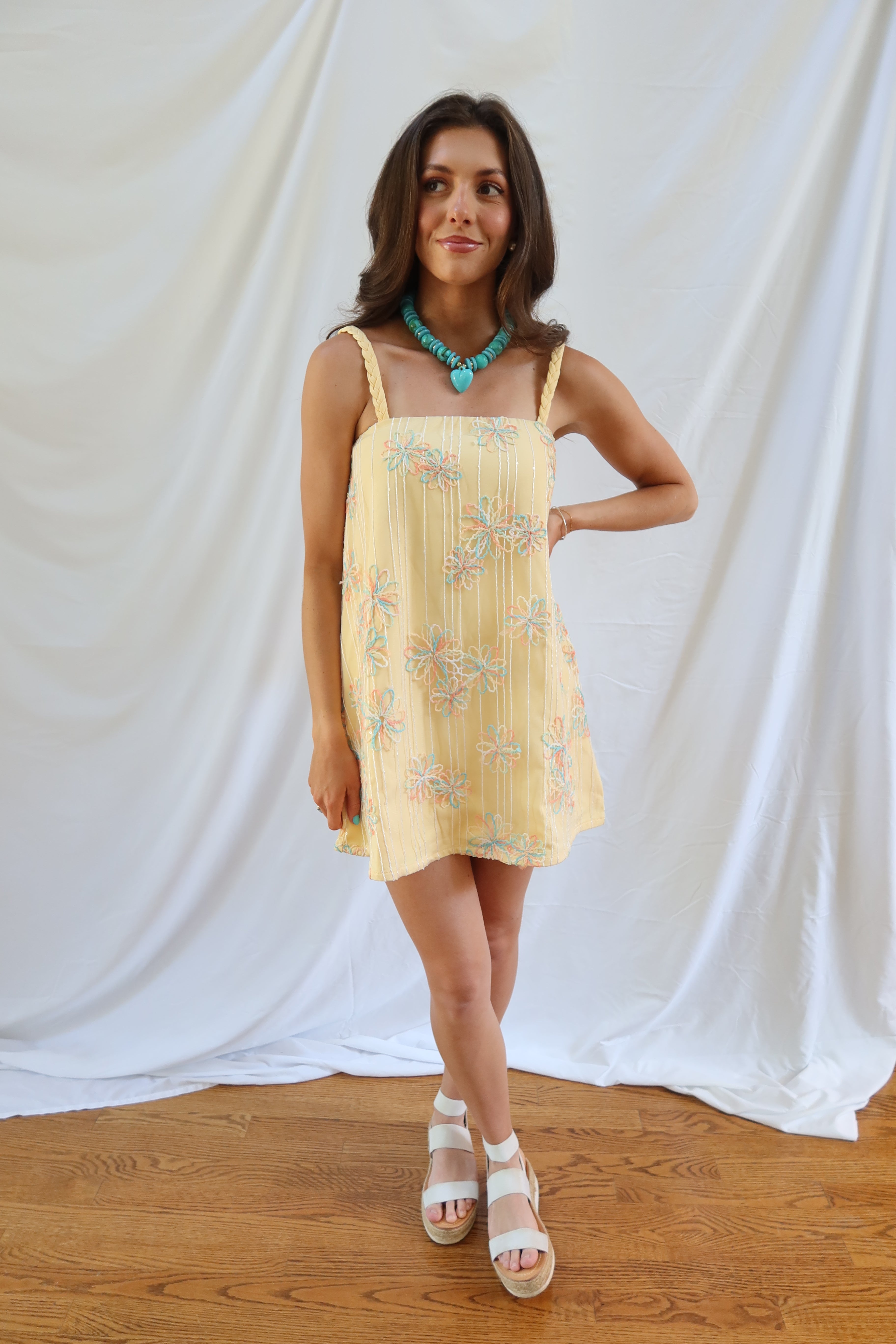 Main Squeeze Mini Dress- Light Yellow