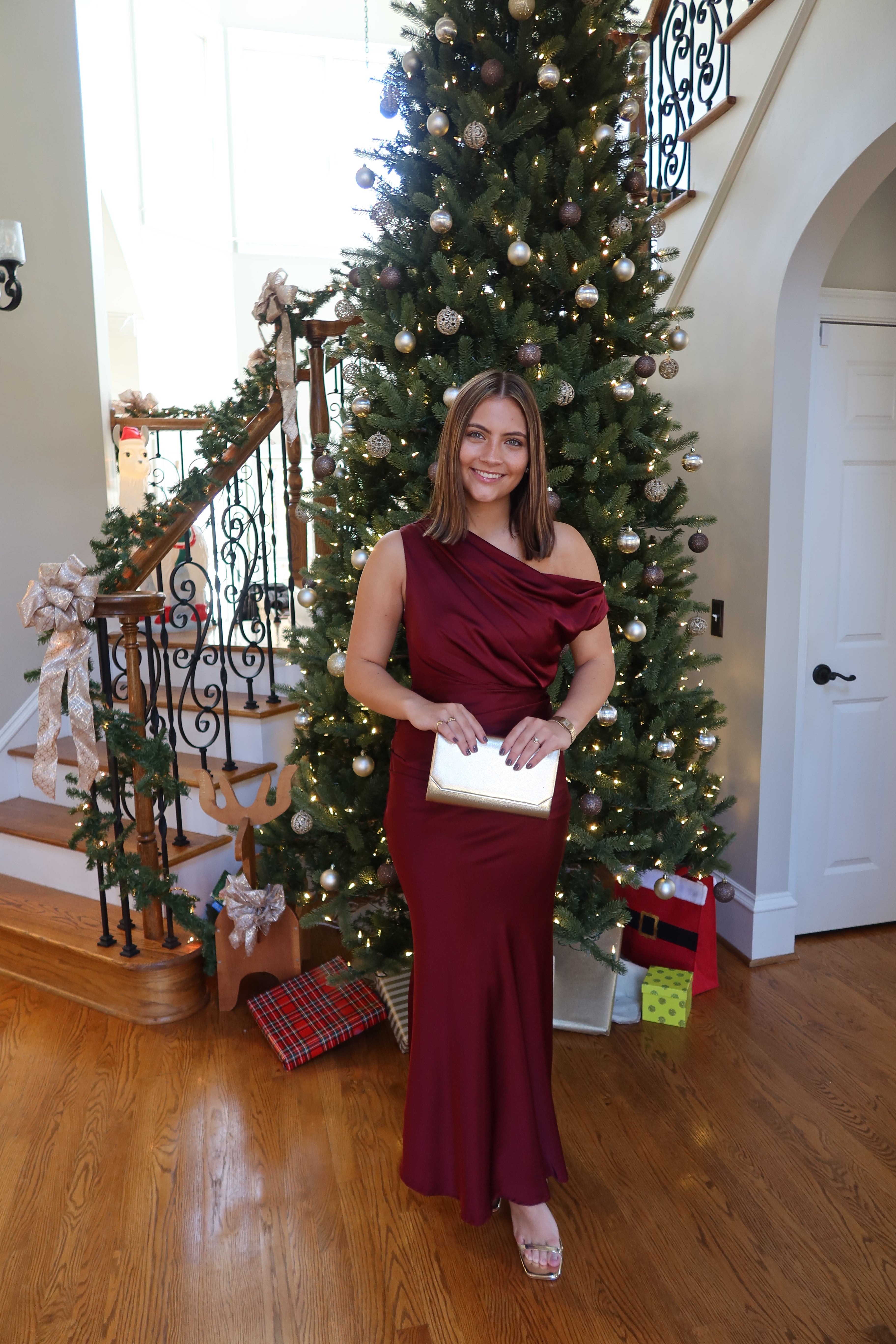 Selena One Shoulder Maxi Dress- Wine