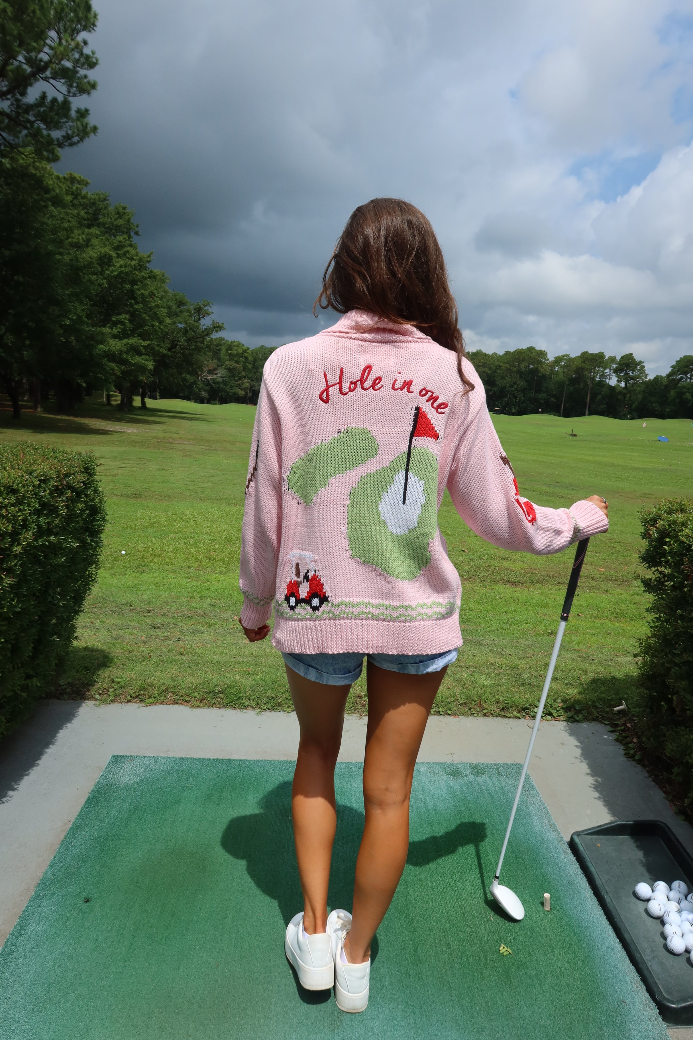 Hole in One Cardigan- Pink