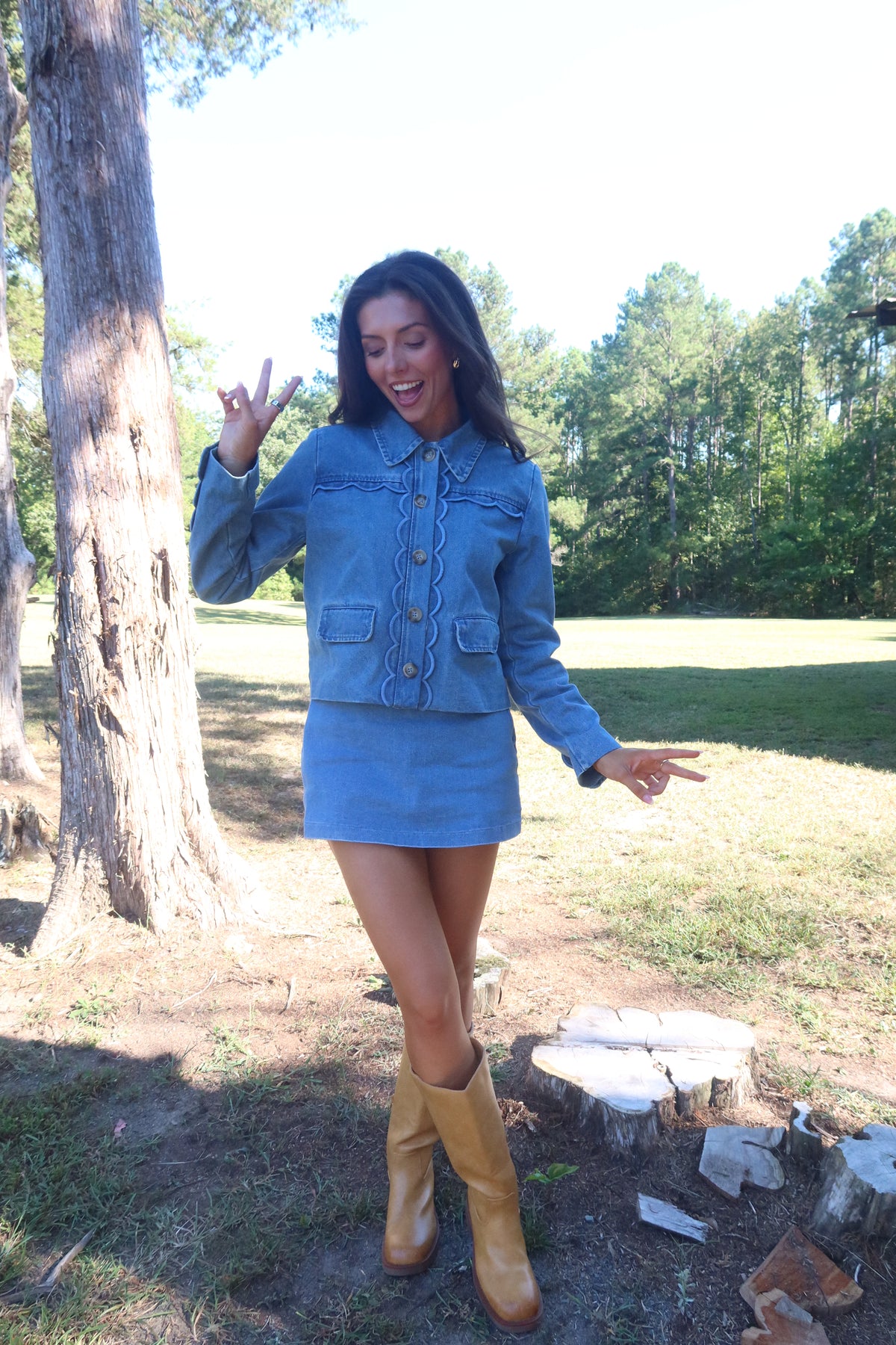 Dakota Scallop Denim Jacket- Denim