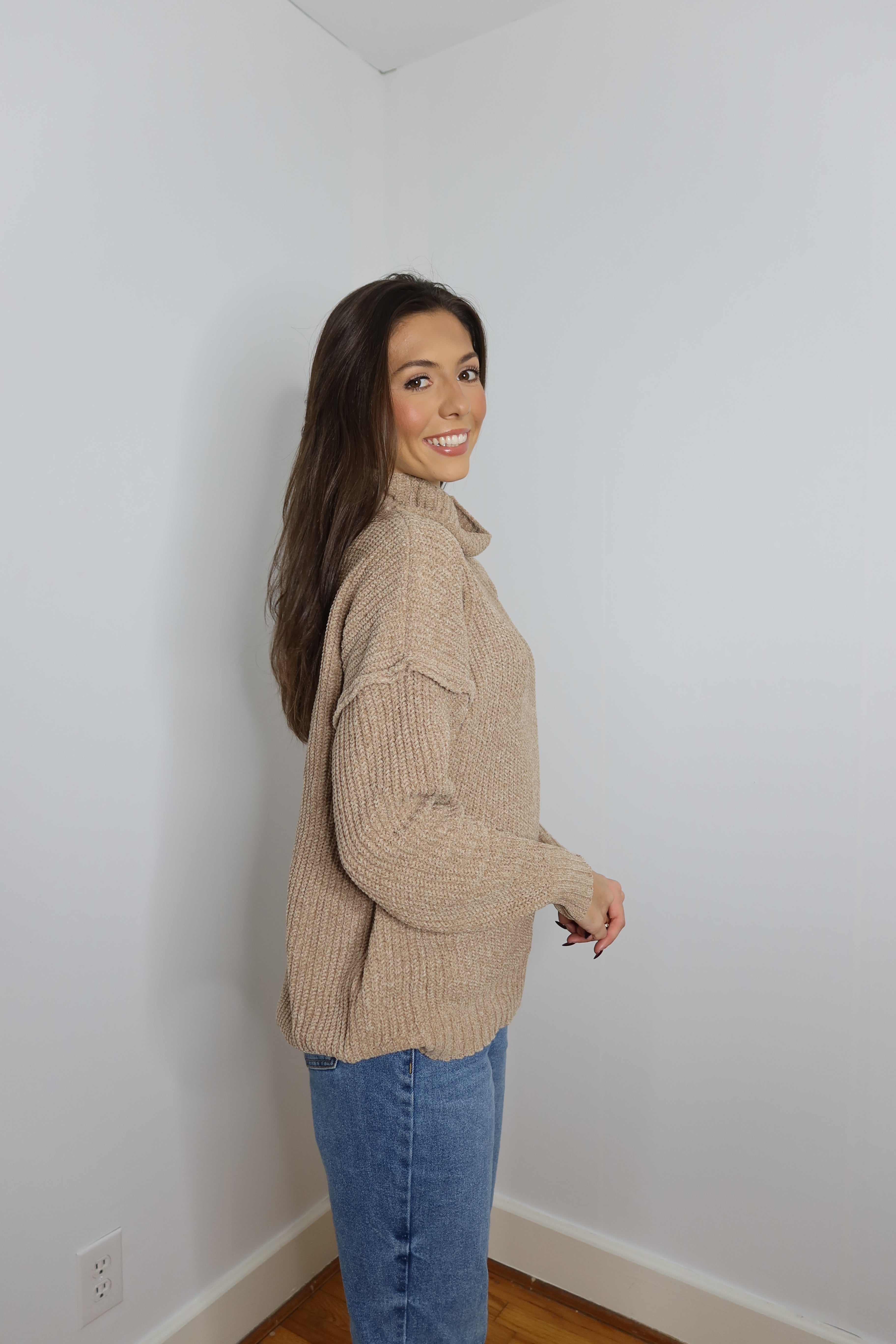 Sandy High Neck Sweater - Sand