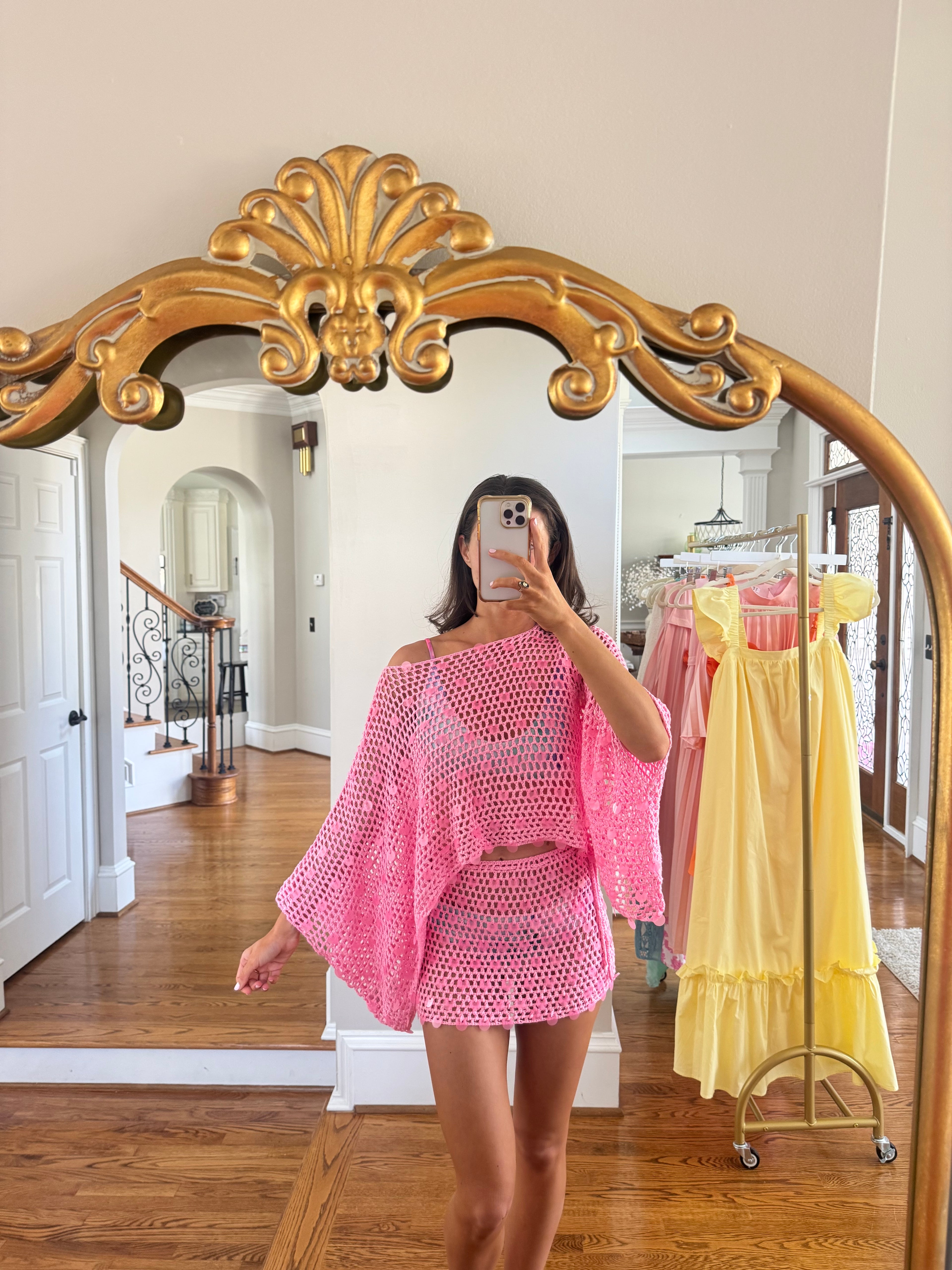 Pink Paradise Sequin Set Top- Pink