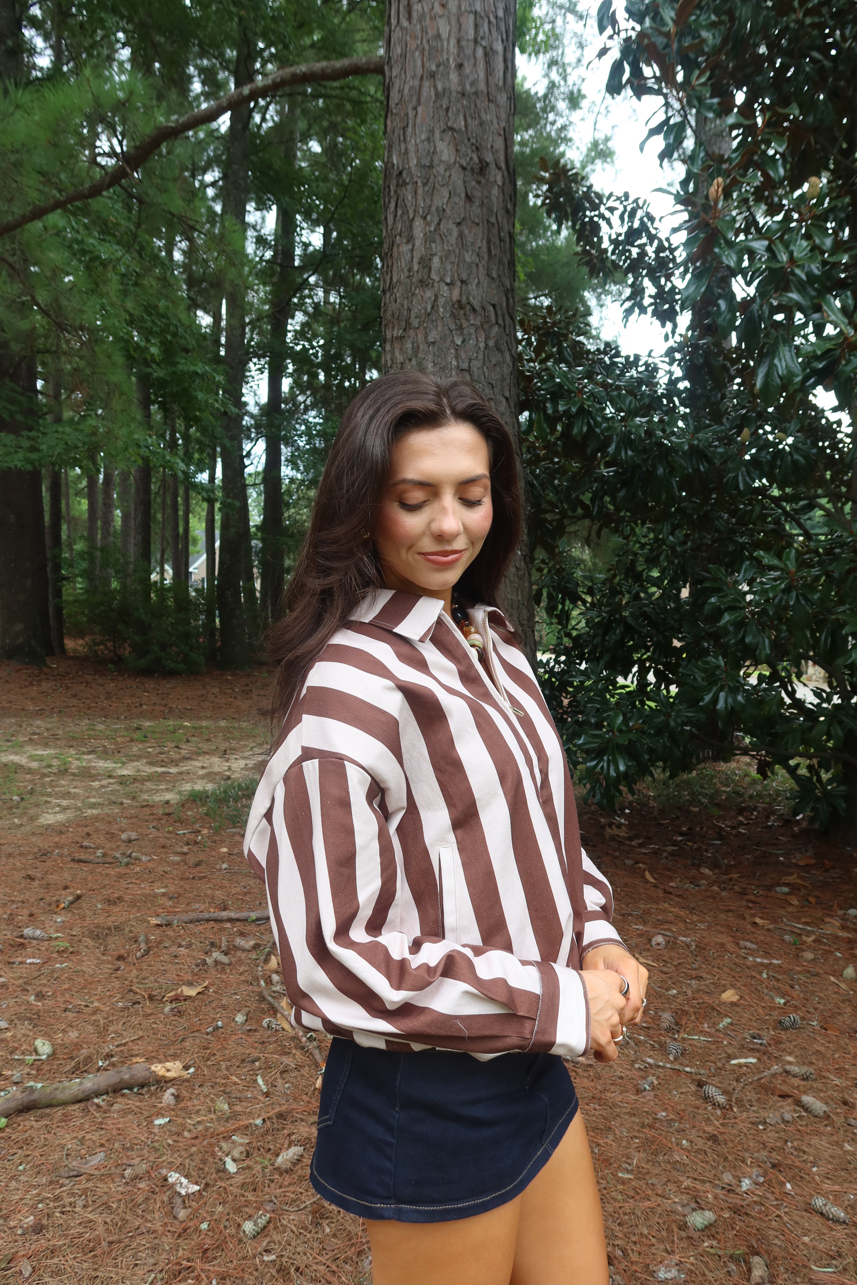Cinnamon Oat Stripe Jacket- Brown/Oat
