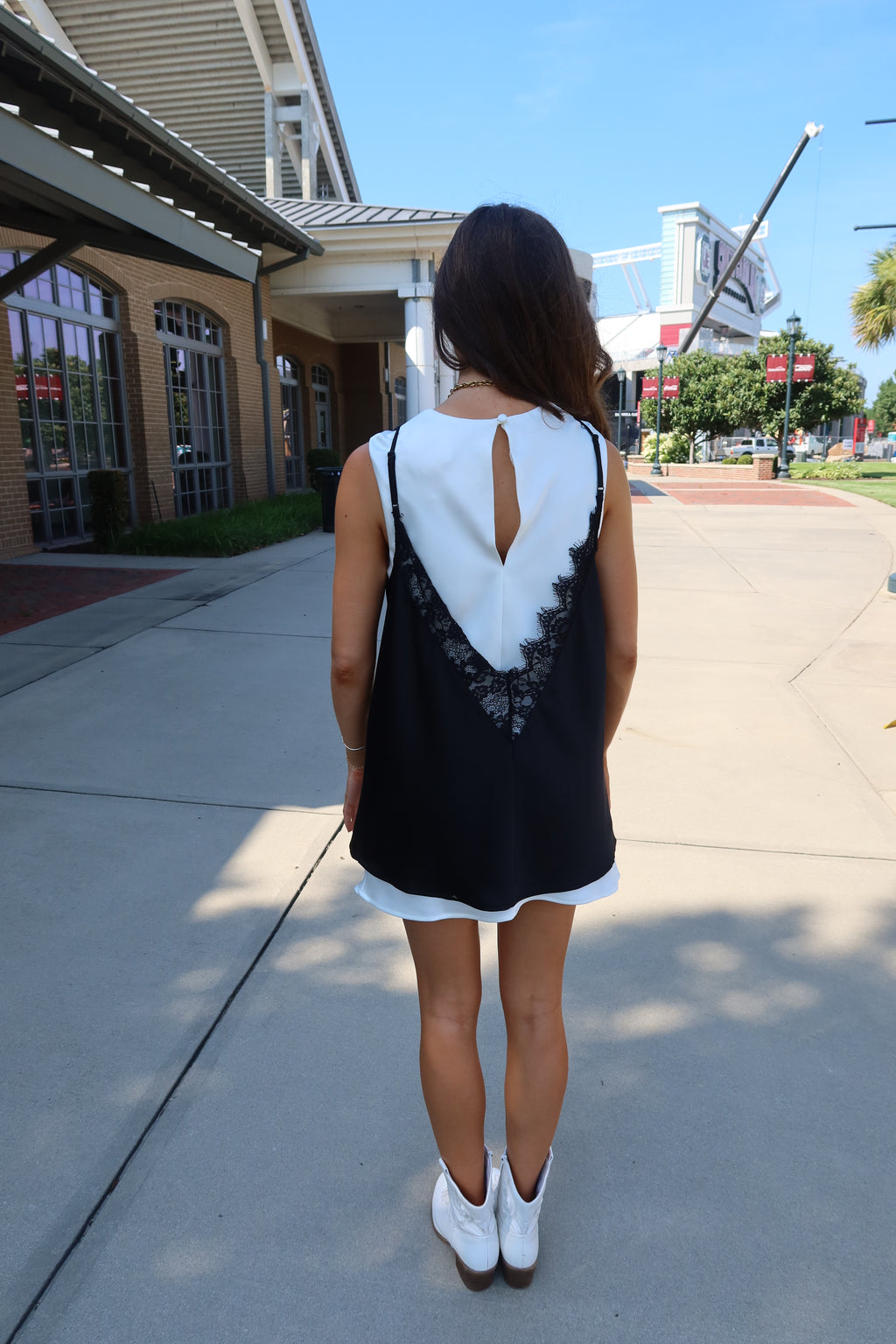 Downtown Mini Dress- White/Black
