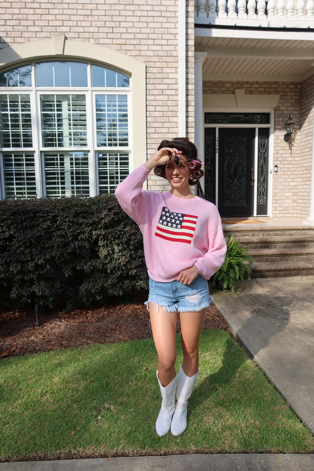 American Girl Flag Sweater- Pink