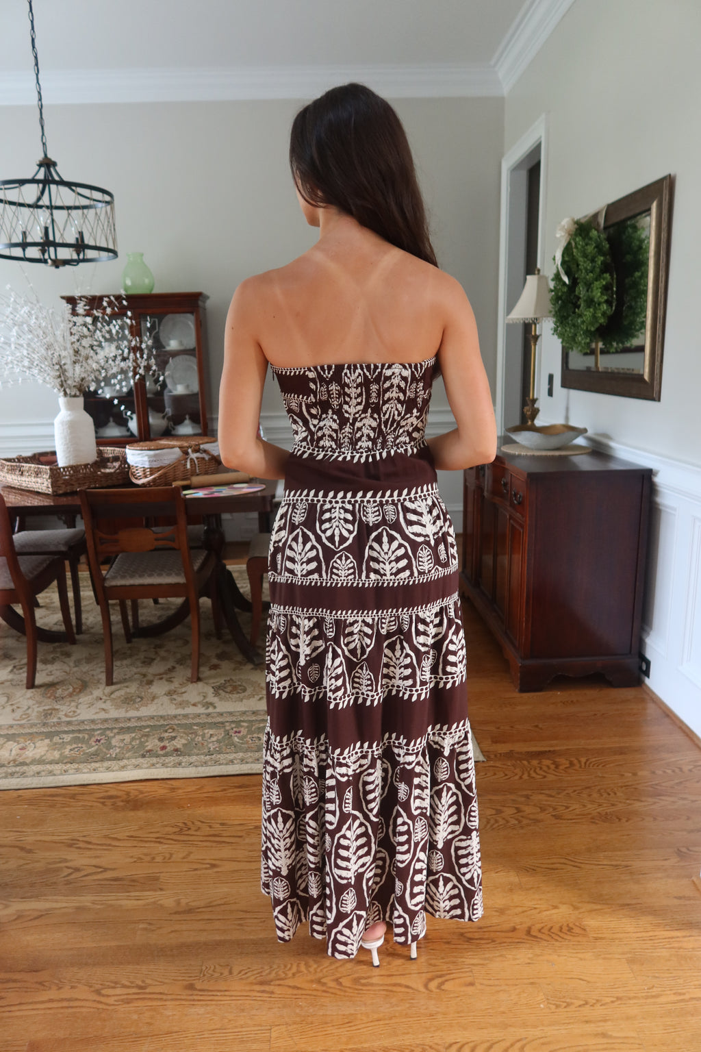 Chestnut Grove Maxi Dress- Brown/Cream