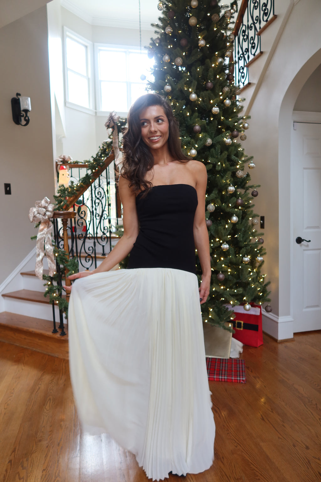 Serena Drop Waist Maxi Dress- Black/Cream
